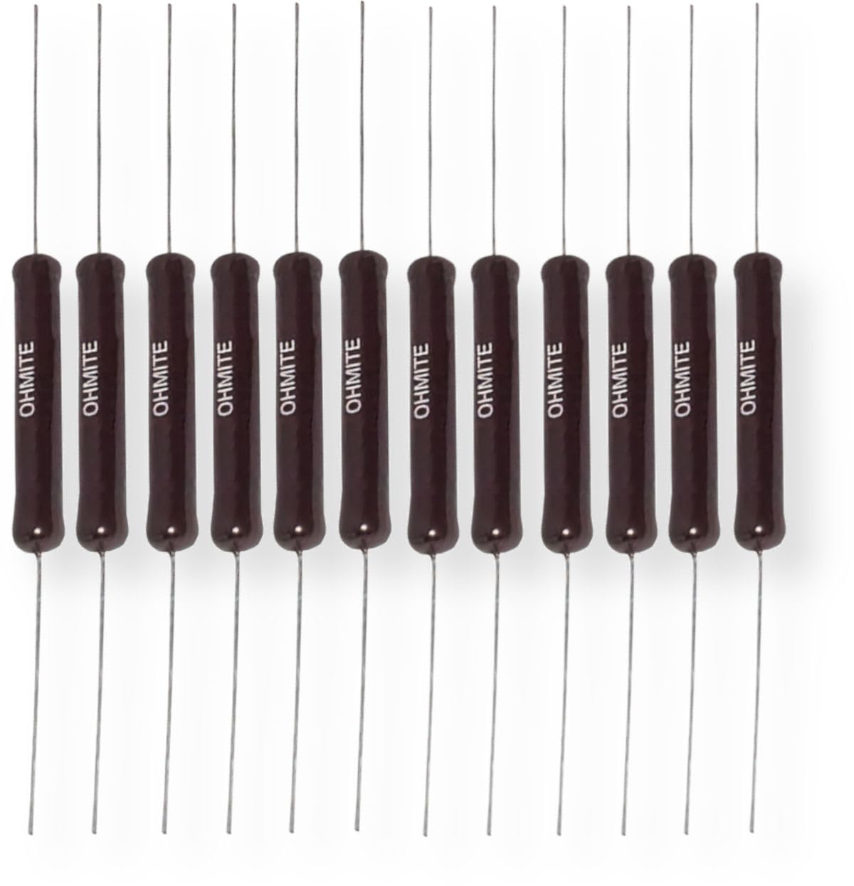 20J500E Pack of 12 Axial Terminal Wirewound Resistors, 10W, 500 Ohms, 720V, 30 TCR, Suitable for Industrial Applications