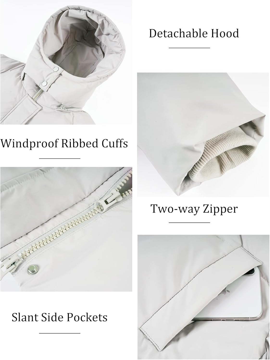 Flygo Long Winter Coats for Women Hooded Puffer Coat Jackets Thickened Midi Long Sleeve Zip Down Parka Outerwear - Image 6