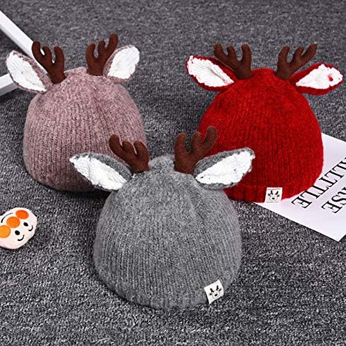 Goclothod Kids Cute Reindeer Antlers Hat Winter Warm Knitted Beanie Cap - Image 7