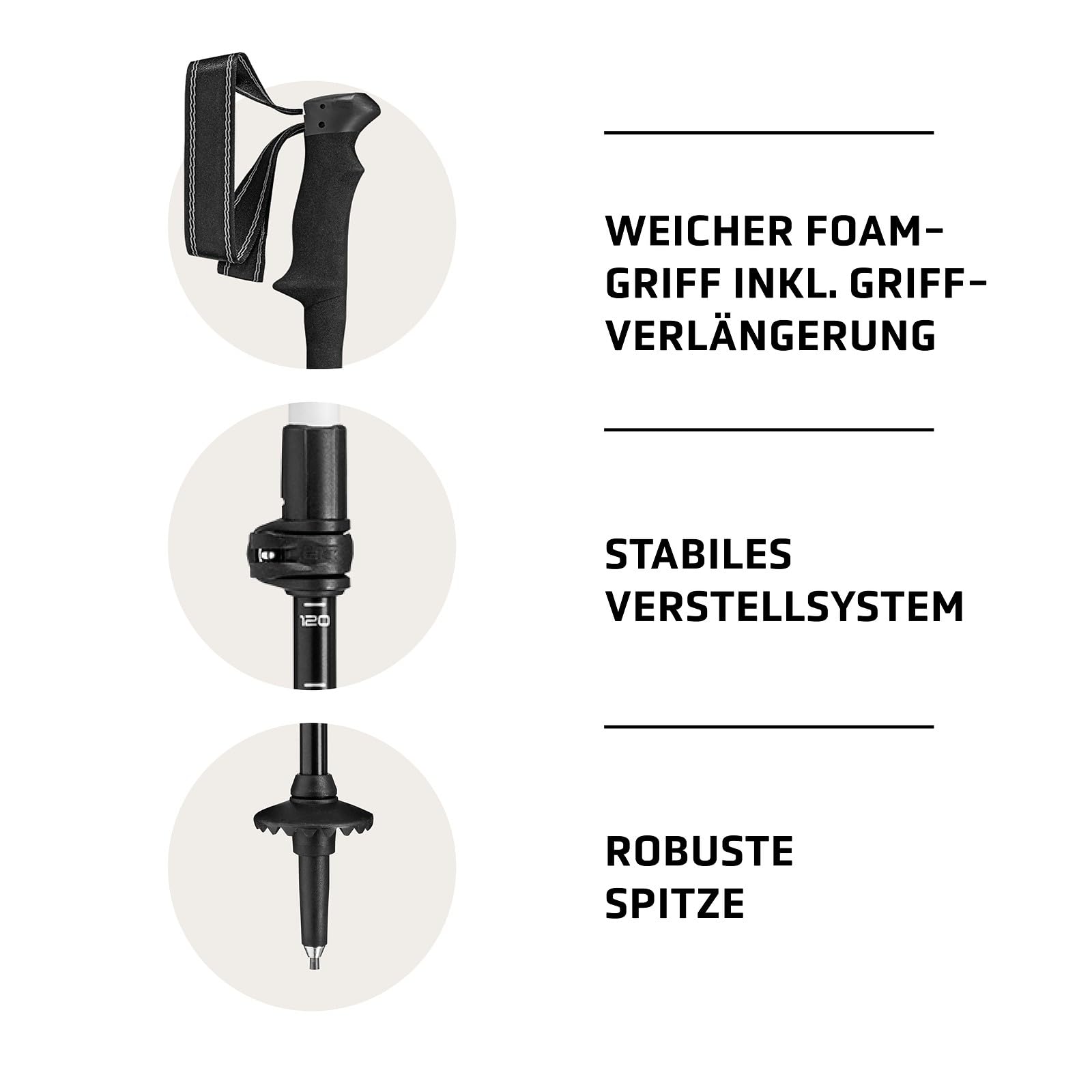LEKI Legacy Lite Pro Wanderstöcke für Damen und Herren, verstellbare Trekkingstöcke aus Aluminium (100-135 cm) mit Trekking-Teller, Komfortschaumgriff + Griffverlängerung