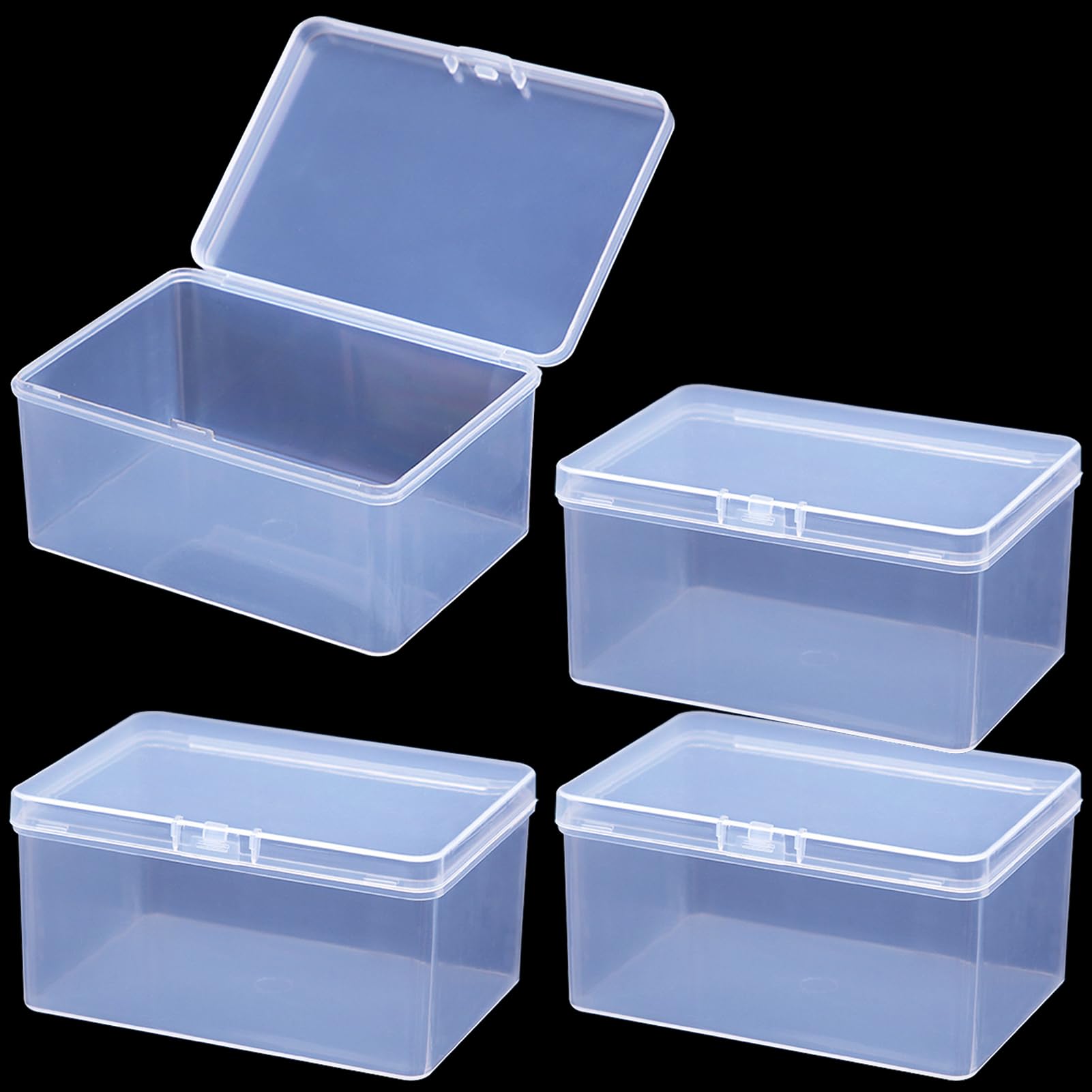 4Pcs Clear Playing Deck Card Storage Box Plastic Card Boxes Playing Card Boxs High Capacity Playing Card Case 4.3 x 2.95 x 2.17 Inch Organizer Snap