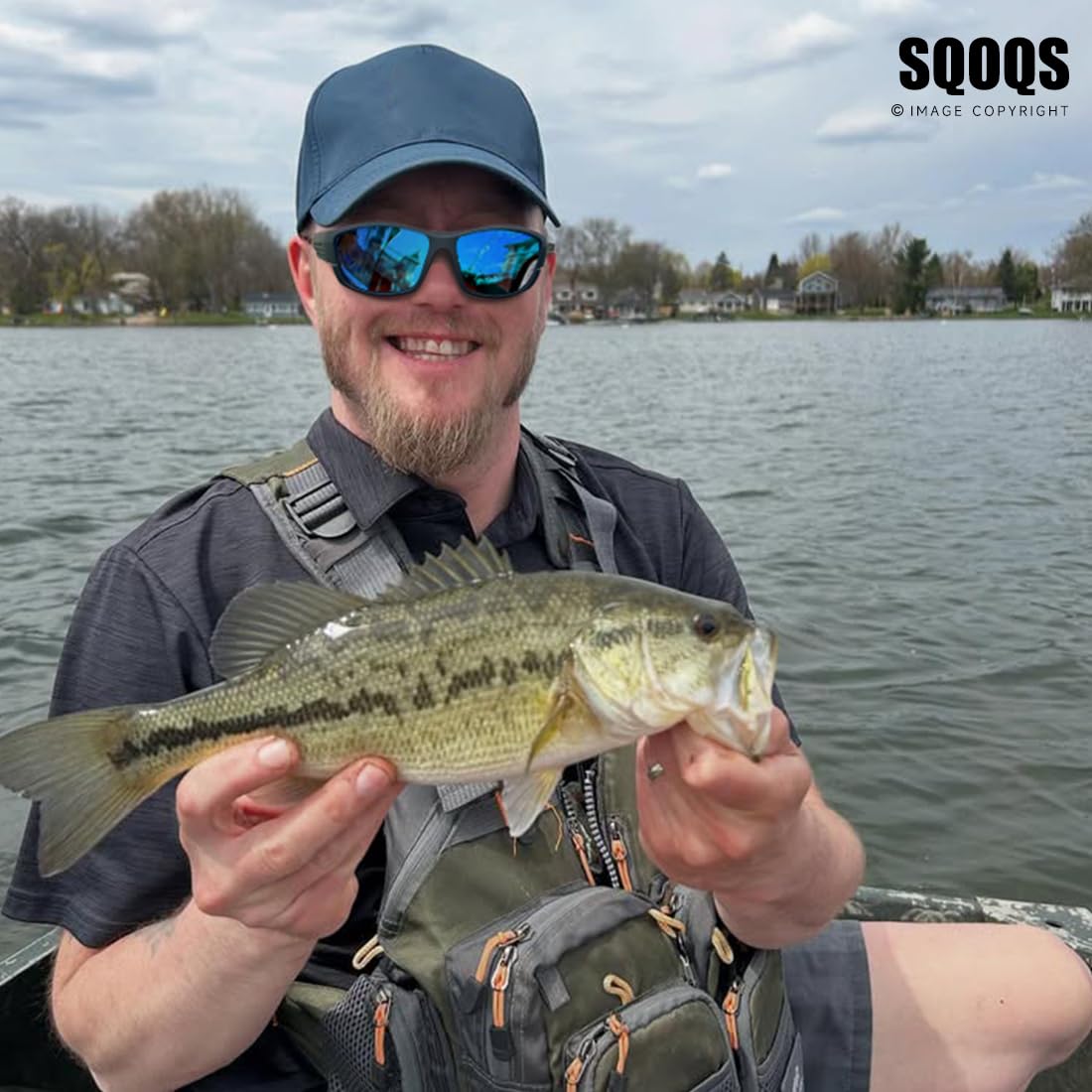 SQOQS Polarized Sports Sunglasses Men UV400 Protection Lightweight Wrap Around Goggles for Cycling Fishing Driving Running