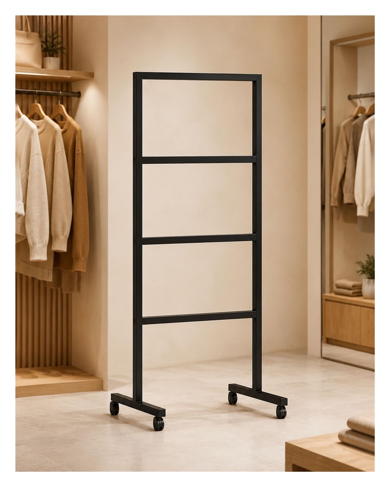 KLYDBMYT Hanger Organizer Stacker with Wheels,Rolling Clothes Hanger Storage Rack, Metal Hanger Holder Stand for Wooden Plastic Wire Hangers, Closet Laundry Boutique Store(Black)
