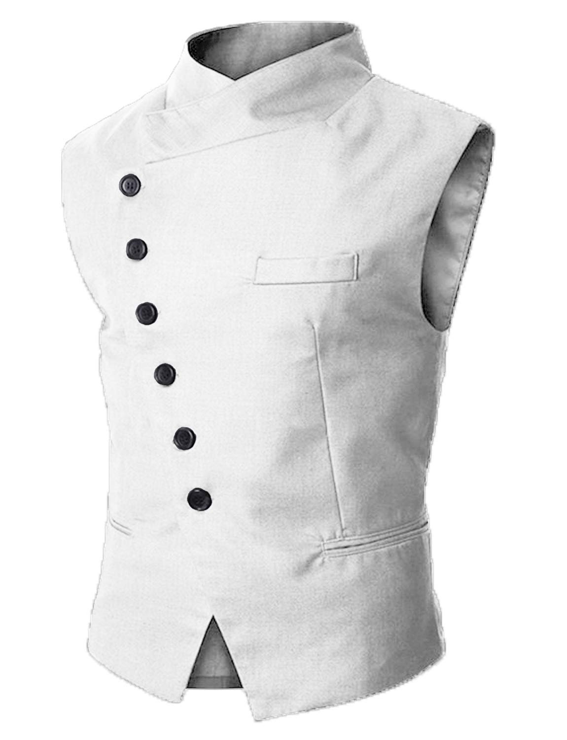 Everbeauty Stand Collar Vest Men Waistcoat Vest Casual Dress Vests For Wedding Party