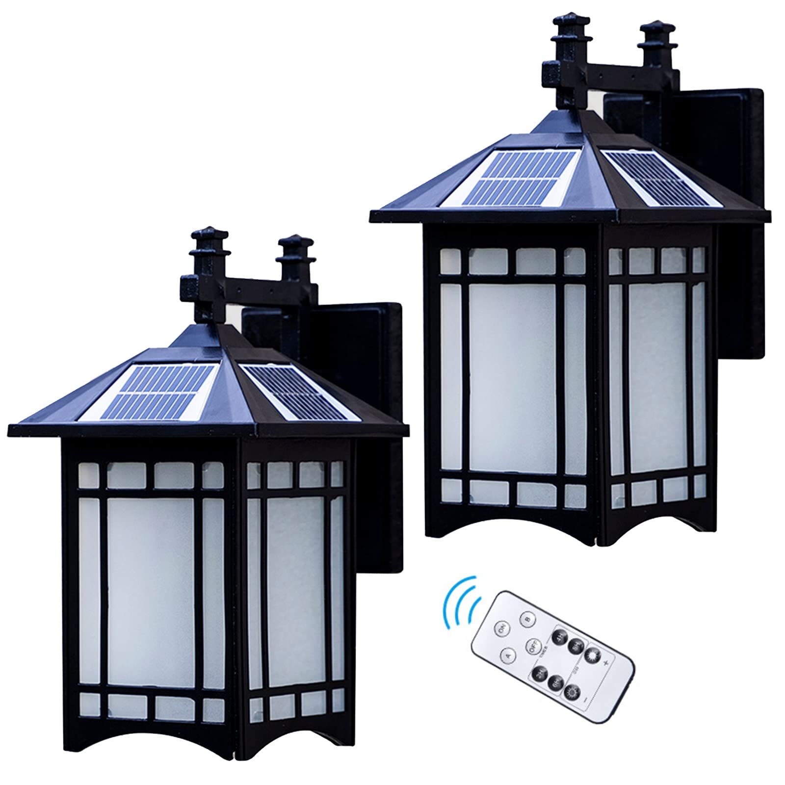 Lot de 2 appliques murales d'extérieur modernes avec abat-jour en verre IP65 pour intérieur, terrasse, garage, cour (métal : noir)