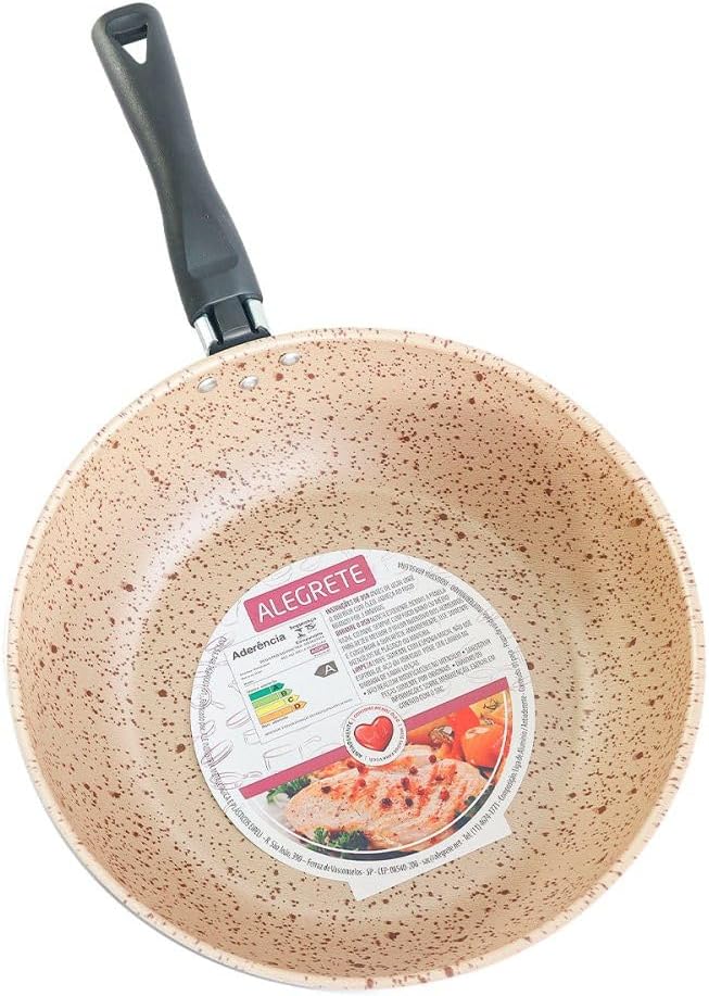 Frigideira WOK de Pedra 24 cm, Bege Antiaderente - imagem principal do produto