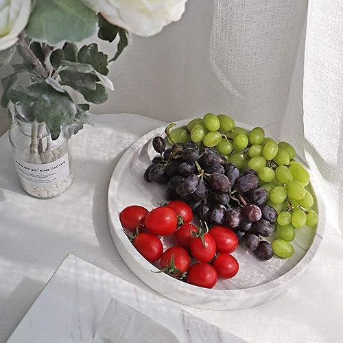 Miniatura 11 de Bandeja de tocador de mármol natural, bandeja para joyas de perfume, bandeja otomana redonda para bebidas, mesa de café, decoración del hogar