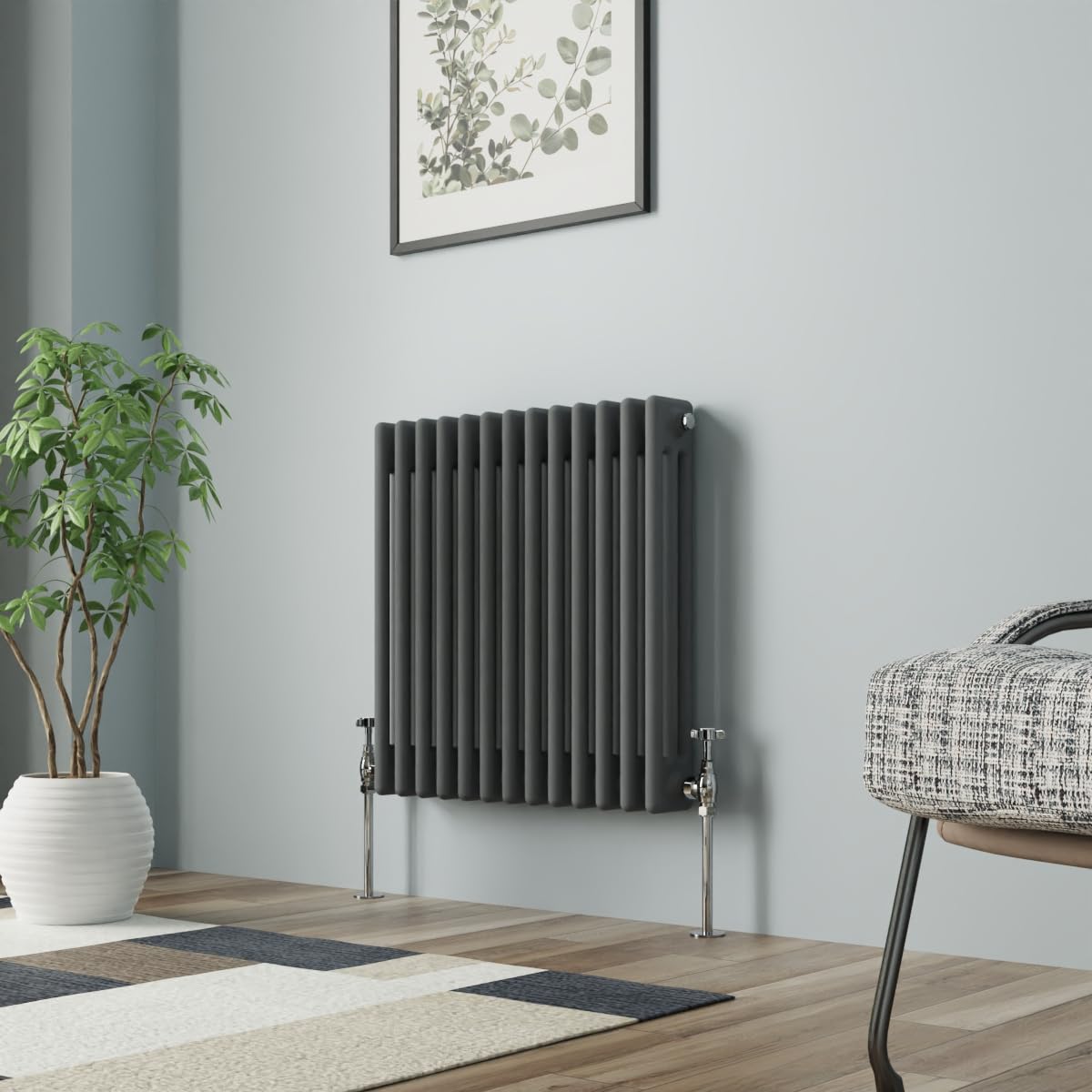 NRG Column Radiator Anthracite 600x607mm Triple Cast Iron Rads