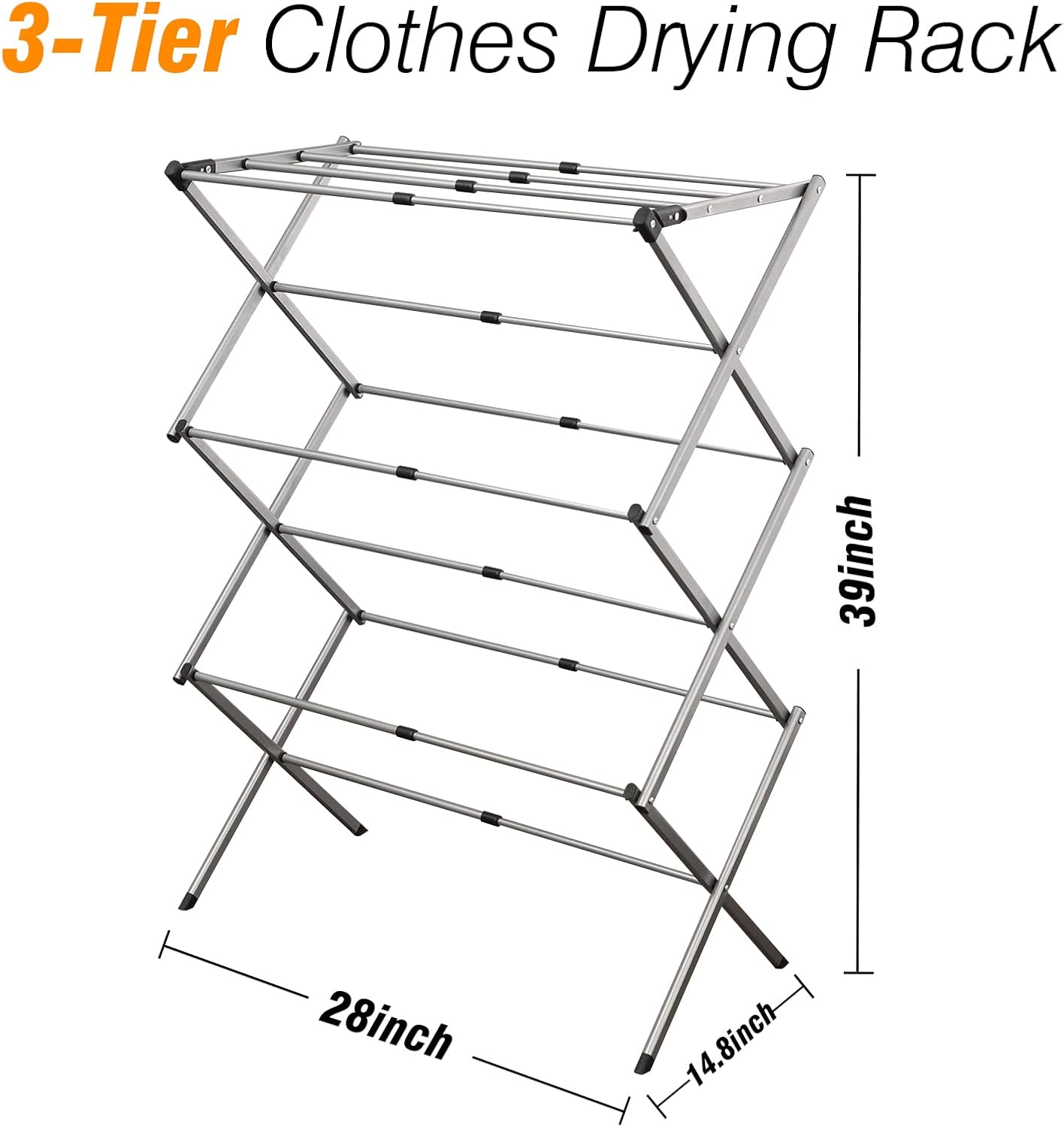 Clothes Drying Rack, Collapsible Laundry Drying Rack Folding Indoor 28”×14.8”×39” Grey
