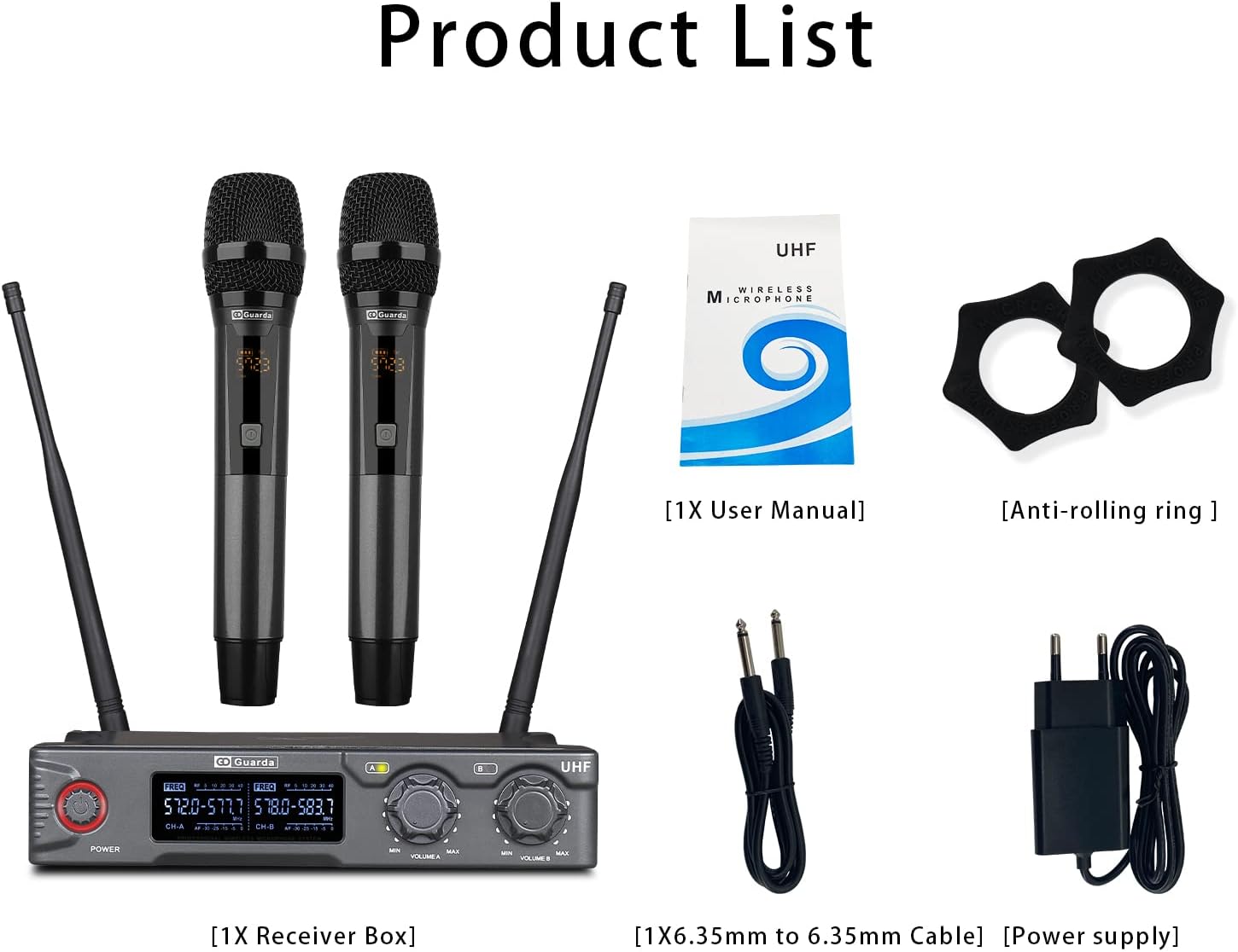 Guarda Wireless Handheld Microphone System,Cordless Mic Sets, for Home Karaoke, Meeting, Party, Church, DJ, Wedding, 200ft Coverage (US-81)