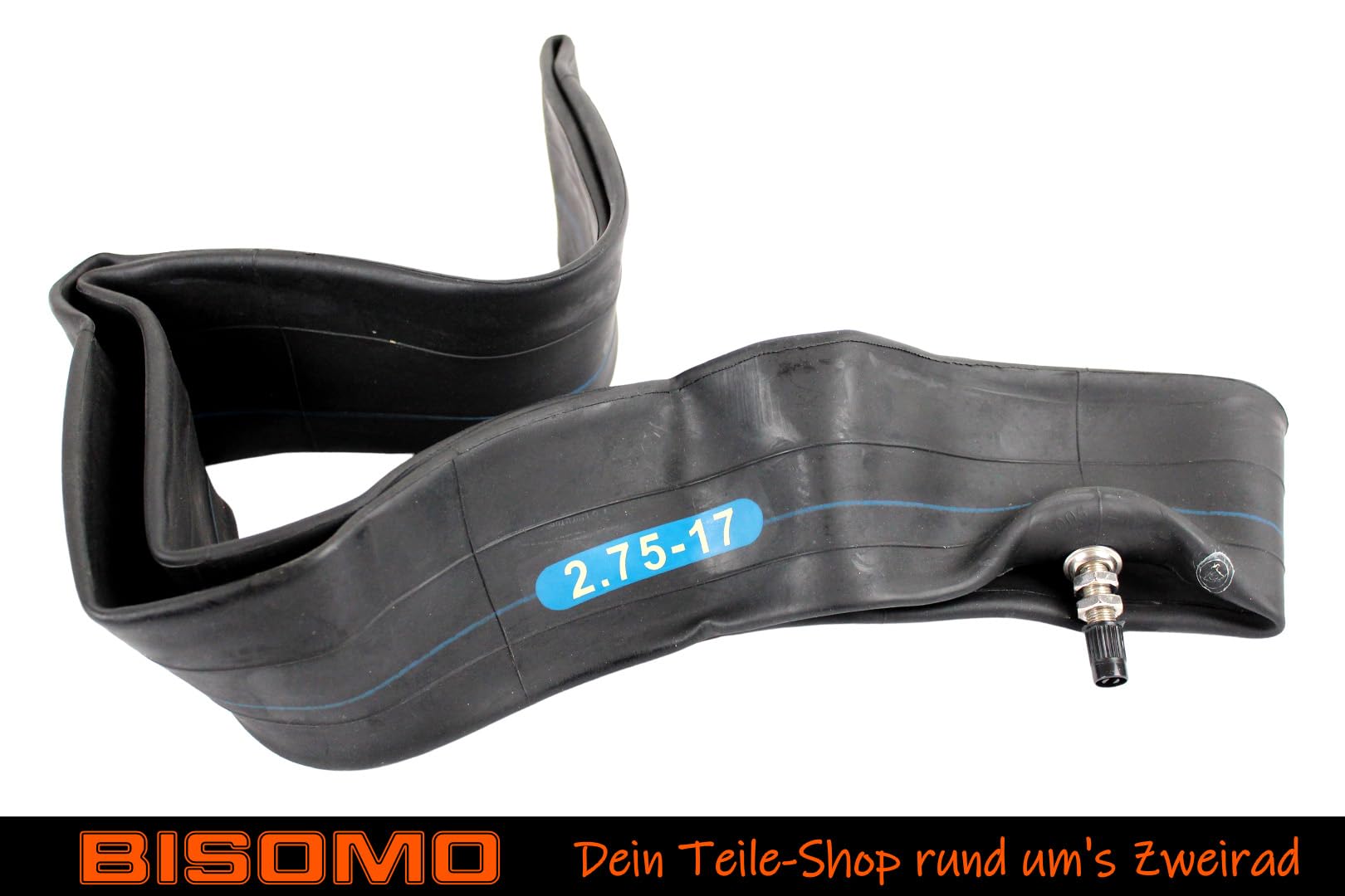 BISOMO 2x Schlauch 2.75 x 17 Zoll, verdickt extra robust, Autoventil gerade, für Simson S53 S83 + Felgenband für Kreidler Puch Zündapp Herkules, Moped, Motorrad, Mofa