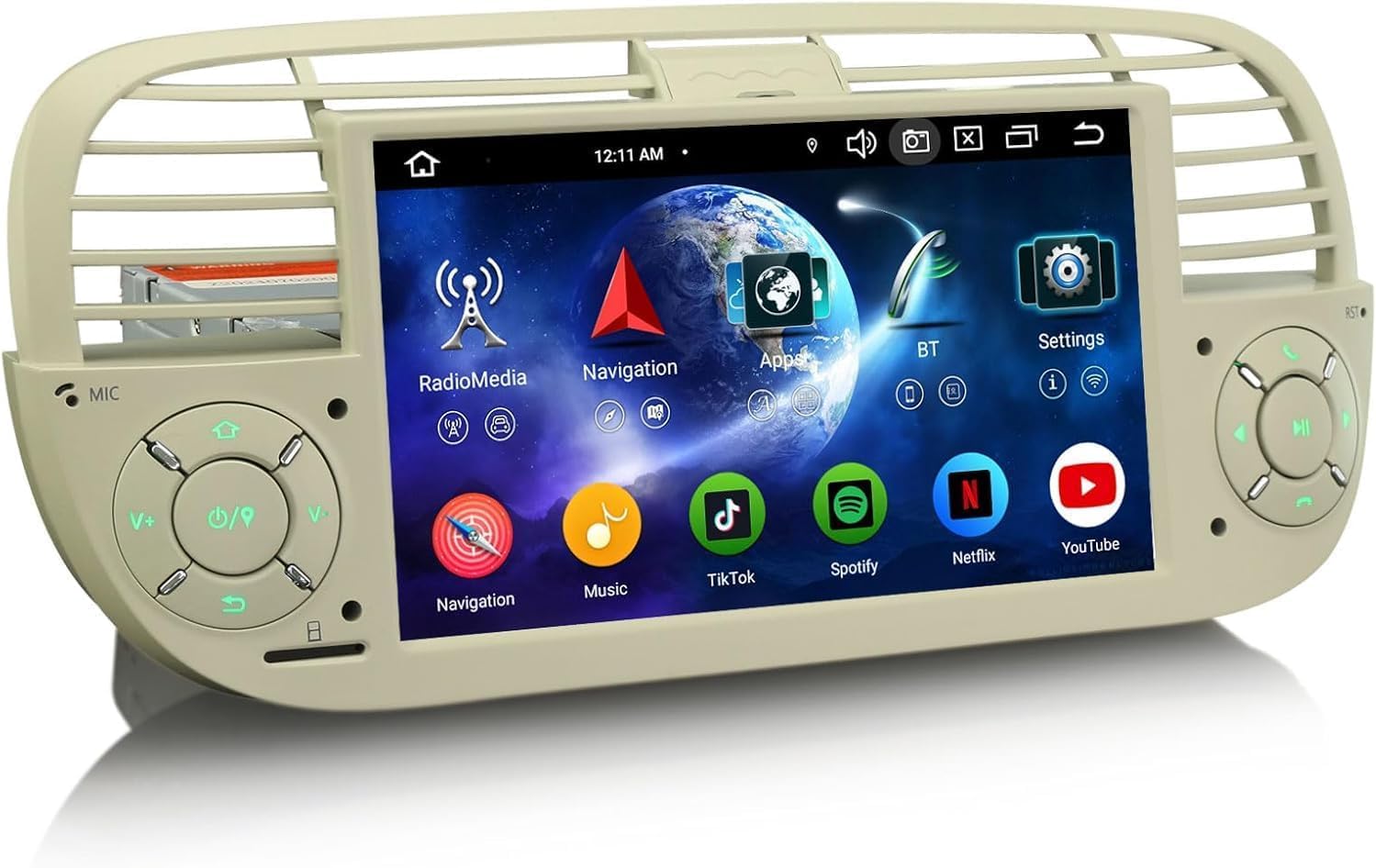 Erisin Android 16 4GB+64GB Autoradio Bluetooth per Fiat 500 500C 500S 500E | 8-Core 7 pollici IPS Schermo tattile, Supporto GPS Navigatore Senza fili CarPlay Android Auto WiFi 4G DAB+ DSP Canbus FM RDS