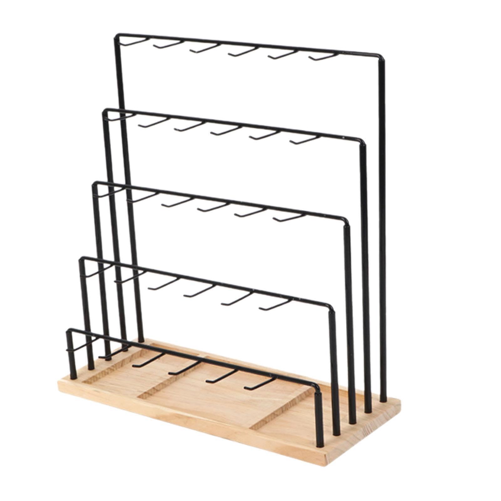 PIXZCSA Jewelry Display Stand Jewelry Rack With Hooks Elegant Displaying Ear Studs And Necklaces Tower Ear Studs Shelves Organizer Storage Bracelets Earring, Black, 38x13x40cm