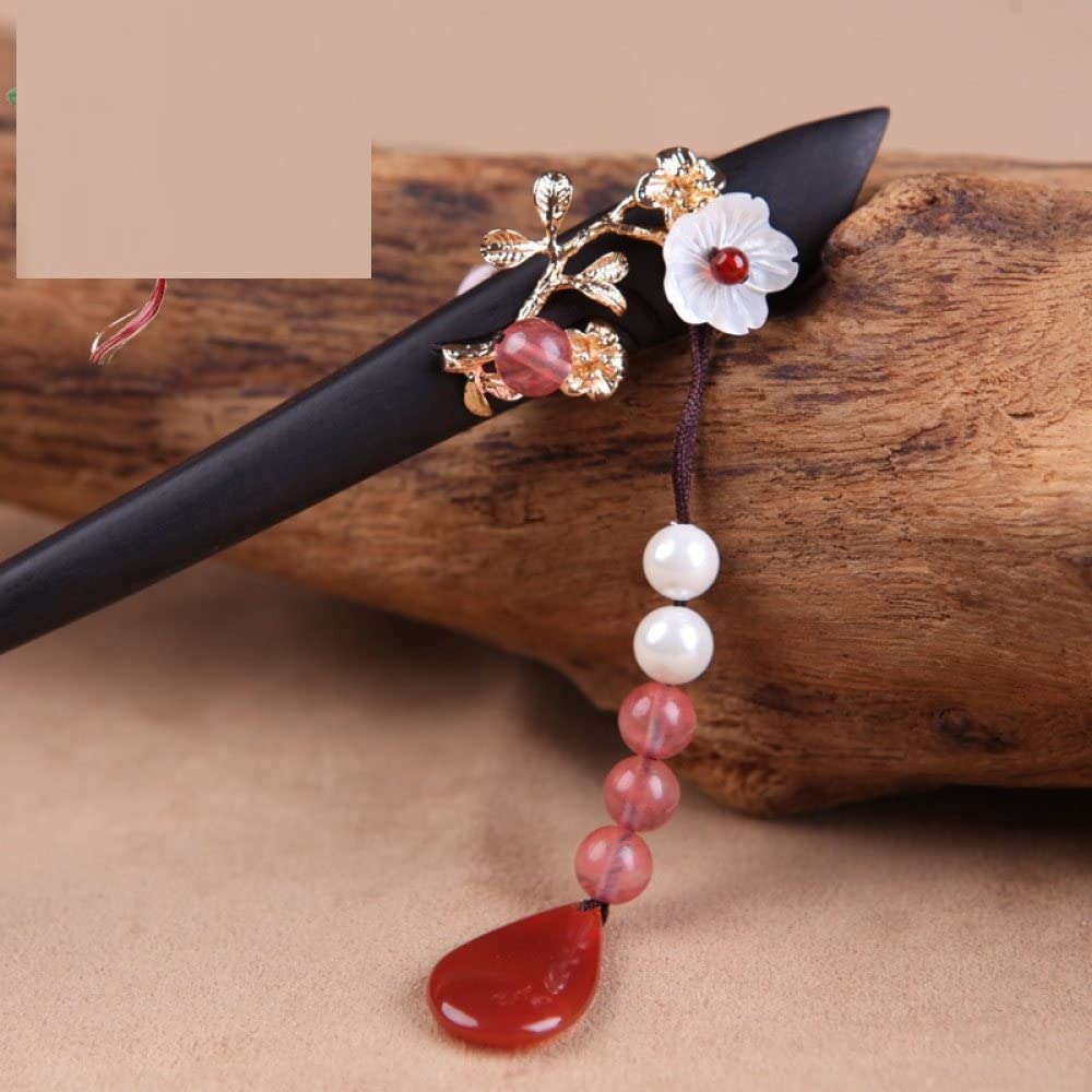 Bastoncini for capelli, Bacchette cinesi for capelli, Bastoncini for capelli in legno for chignon Perle finte Bacchette for capelli con nappe Forcine eleganti for capelli Bastoncino Bacchette cinesi c