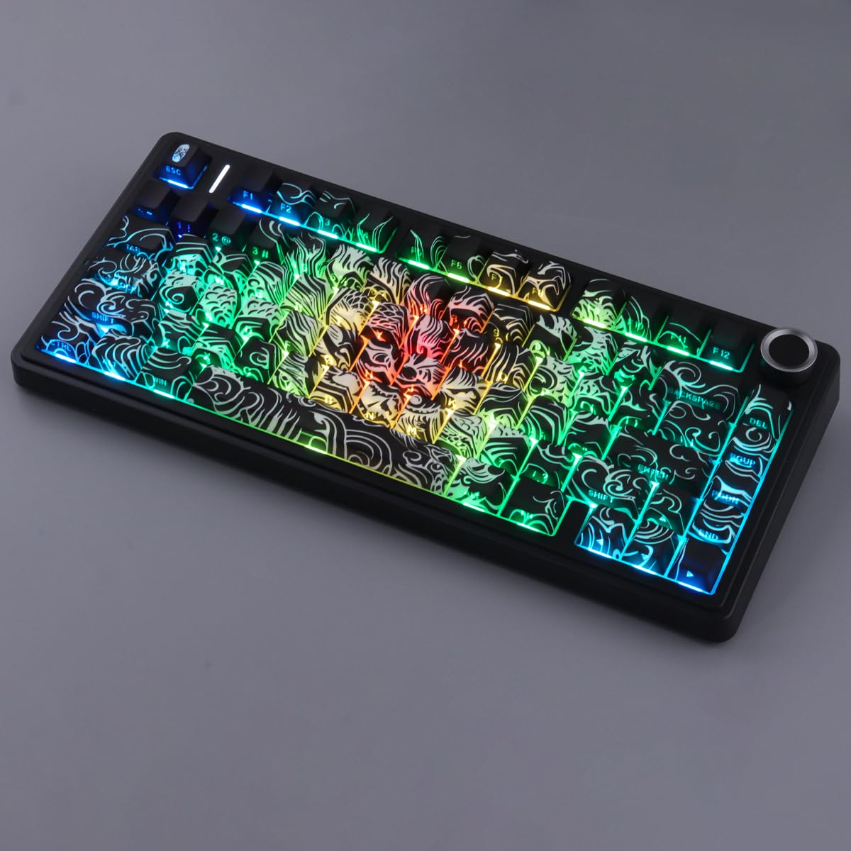 Sunzit PBT Keycaps, 138 teclas, negro Cherry Profile Dye-Sub Keycaps, set con barra espaciadora de 6,5 U, diseño de dragón, teclas personalizadas para interruptores MX mecánicos, teclado de gaming