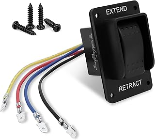 387874 Power Stabilizer Switch，Replacement for Lippert Rv Power Stabilizer Switch，387874 Power Stabilizer Switch with Harness and Extra Terminals | IP66-Rated Waterproof, Black