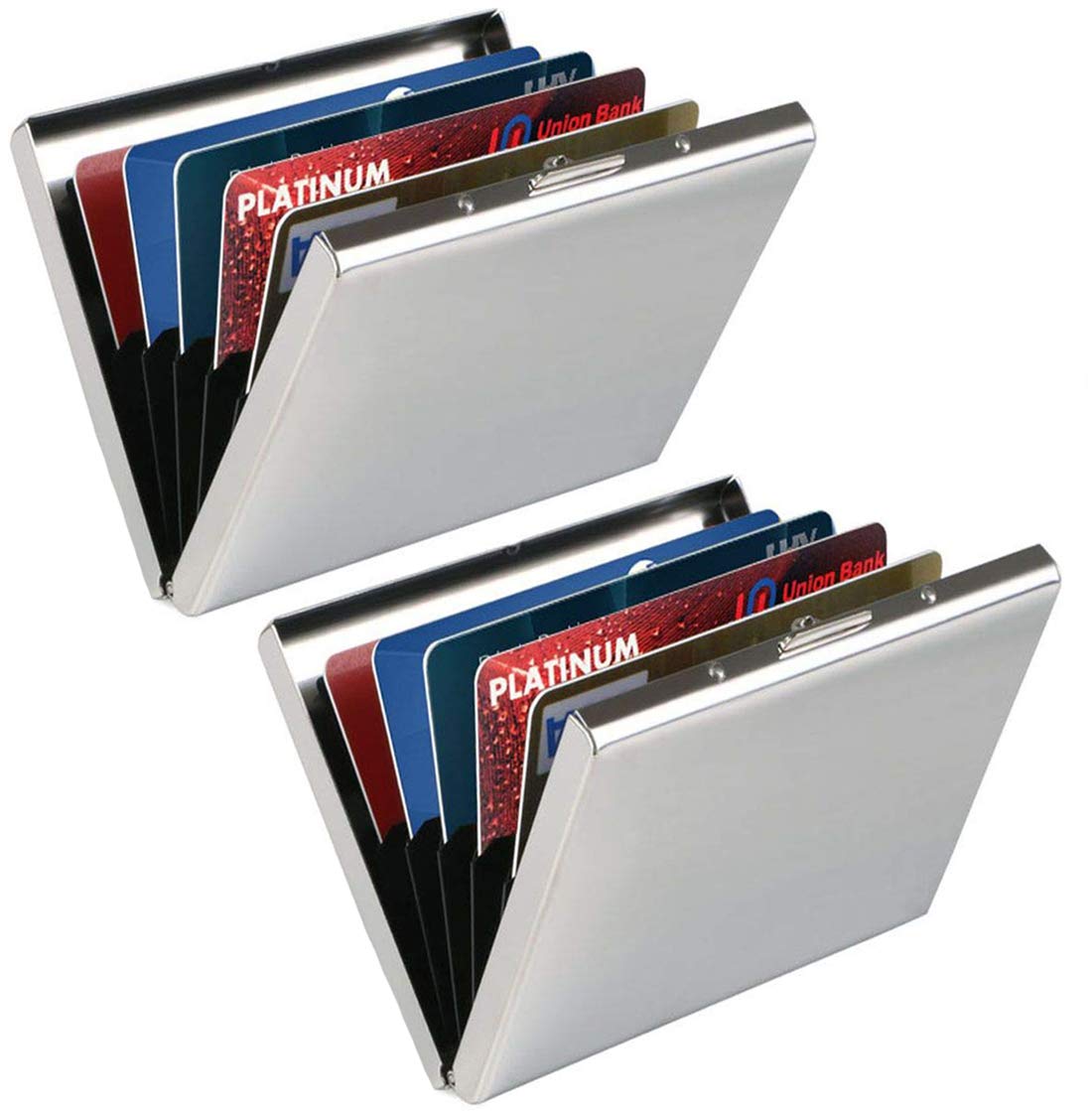 Stealodeal Silver RFID Protected Metal Debit/Credit/ATM 6 Slots (Unisex) Card Holder (Pack of 2)