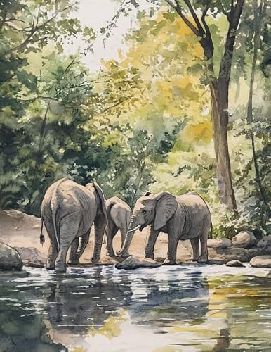 XFENDOUDOU Stamped Cross Stitch Kits for Beginner Animals Elephant 11CT Counted Embroidery Needlepoint Kits Home Decor 16x20inch