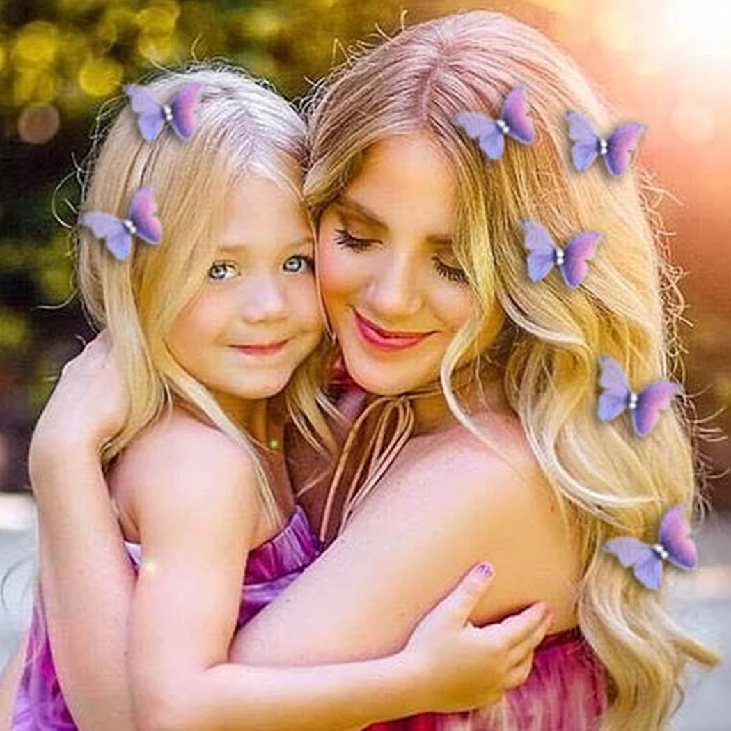 Pinzas para el cabello de mariposa moradas, lindas mariposas, accesorios para el cabello para mujeres y niñas (paquete de 4) 6
