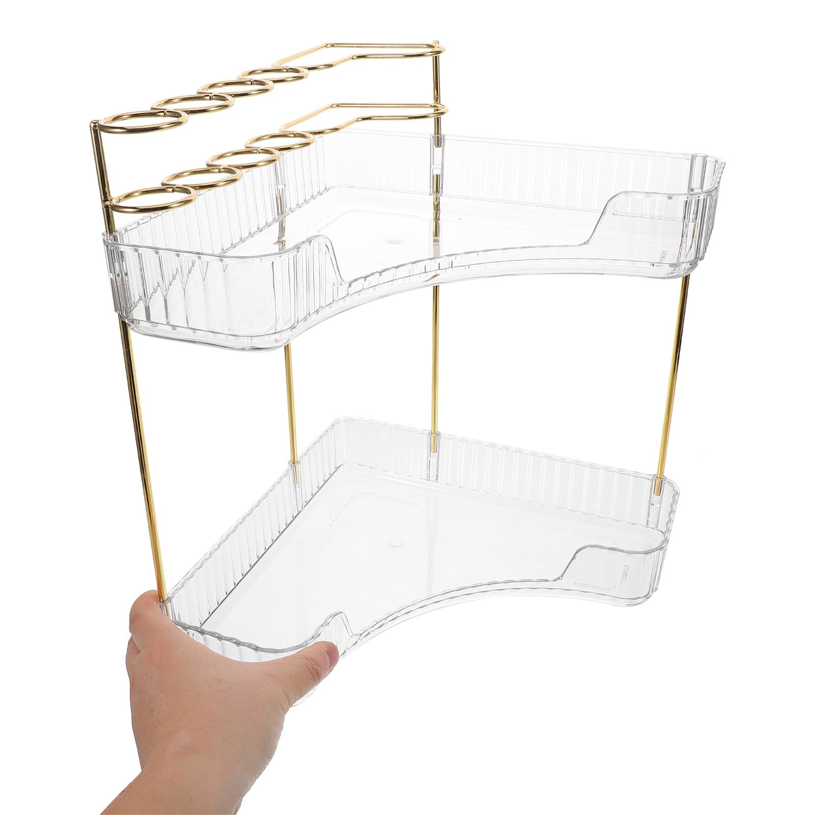 Organizer für Badezimmerablage mit Dreieckigem Eckregal Mehrschichtiges Design aus Pet und Edelstahl Platzsparend und Formstabil für Kosmetik und Make Up