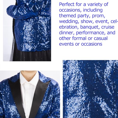 Maxer 【5sizes 6colors Mens One Button Sequin Dress Suit Jacket Party Festival Tuxedo Sport Coat3
