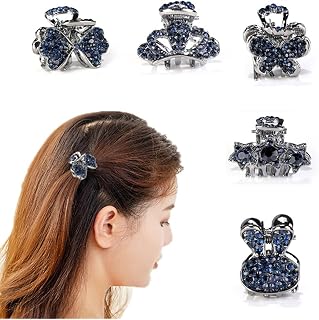 5個セット ヘアクリップ 大きめ バンスクリップ 大きめしっかり パール 髪留め 韓国 お洒落 レディース 可愛い 髪飾り ヘアアクセサリー ゴールド (クリップ ミニ ブルー)