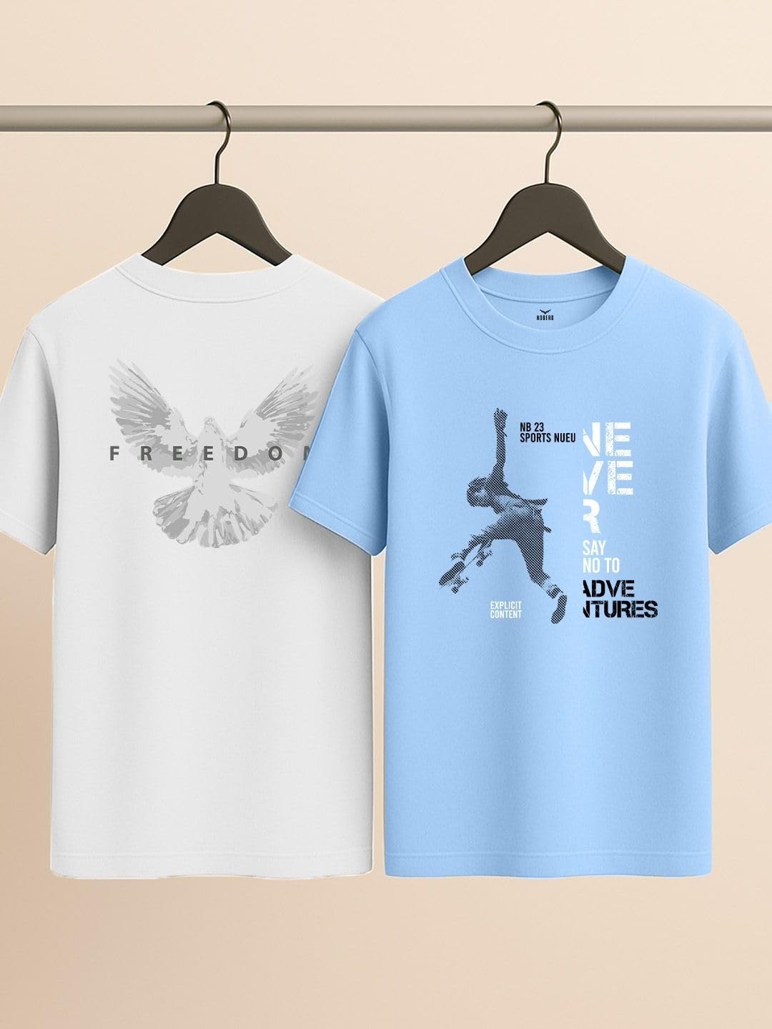 NOBERO - Camiseta de algodón con estampado gráfico para hombre