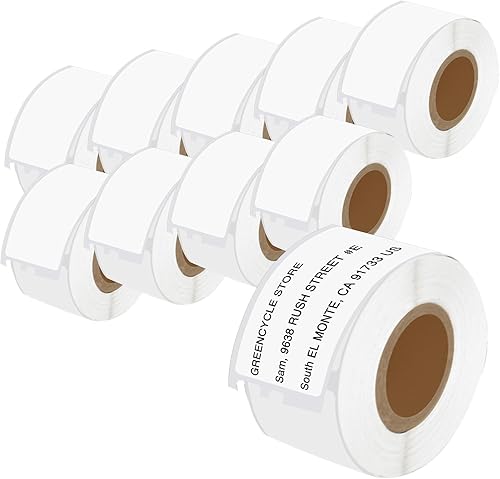 GREENCYCLE Compatible con Dymo 30251 Etiquetas UPC de correo de dirección de 1 1/8 pulgadas x 3 1/2 pulgadas (1 pulgada de núcleo) Adhesivo y