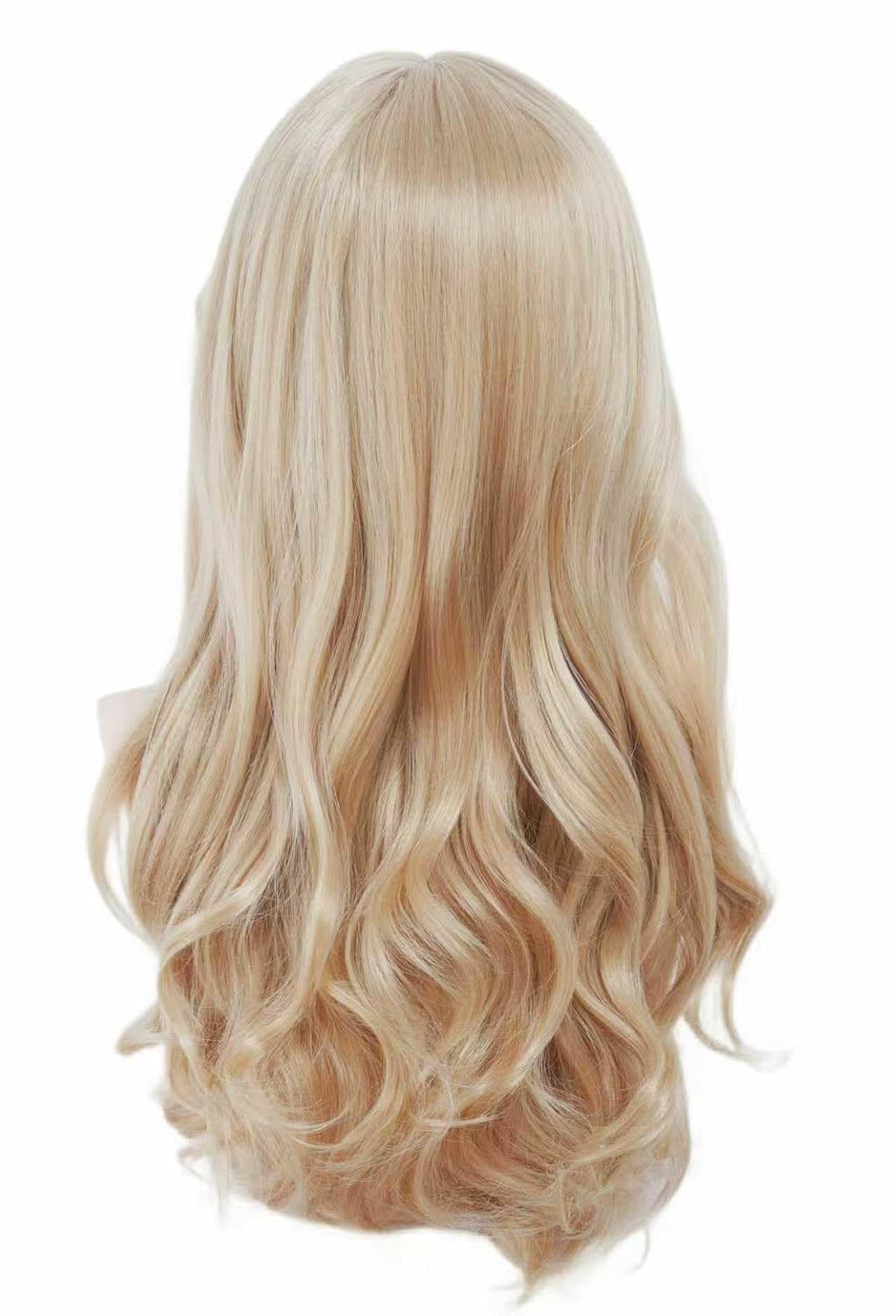 Blonde Wig for Women Long Strawberry Blonde Wavy Wigs with Bangs Mix Platinum blonde Layered Synthetic Fluffy Wig Halloween,Costume,Cosplay,Daily Use