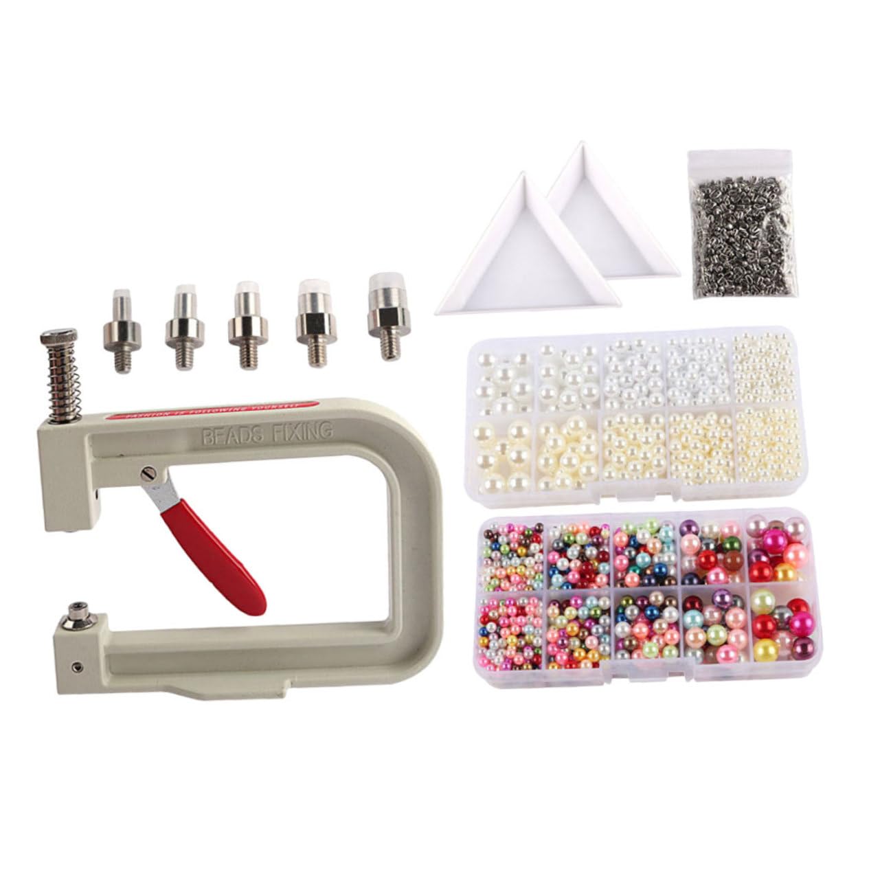OSALADI Pearl Setting Machine Kit Beading Jewelry Making Tool Rivet Beading Machine White Pearl Beads Easy DIY Jewelry Making