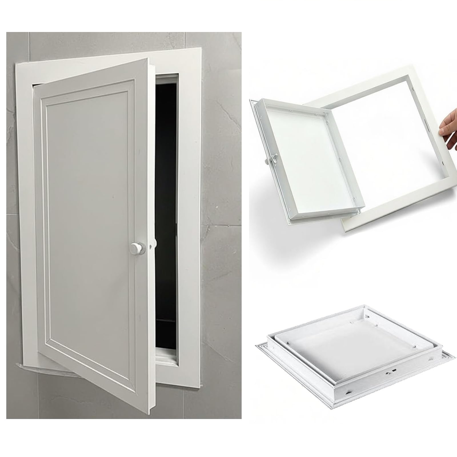 Pannello di accesso per cartongesso, in metallo, per impianti idraulici, impianti idraulici, riscaldamento elettrico, ispezione di riscaldamento, colore bianco, 400 x 700 mm
