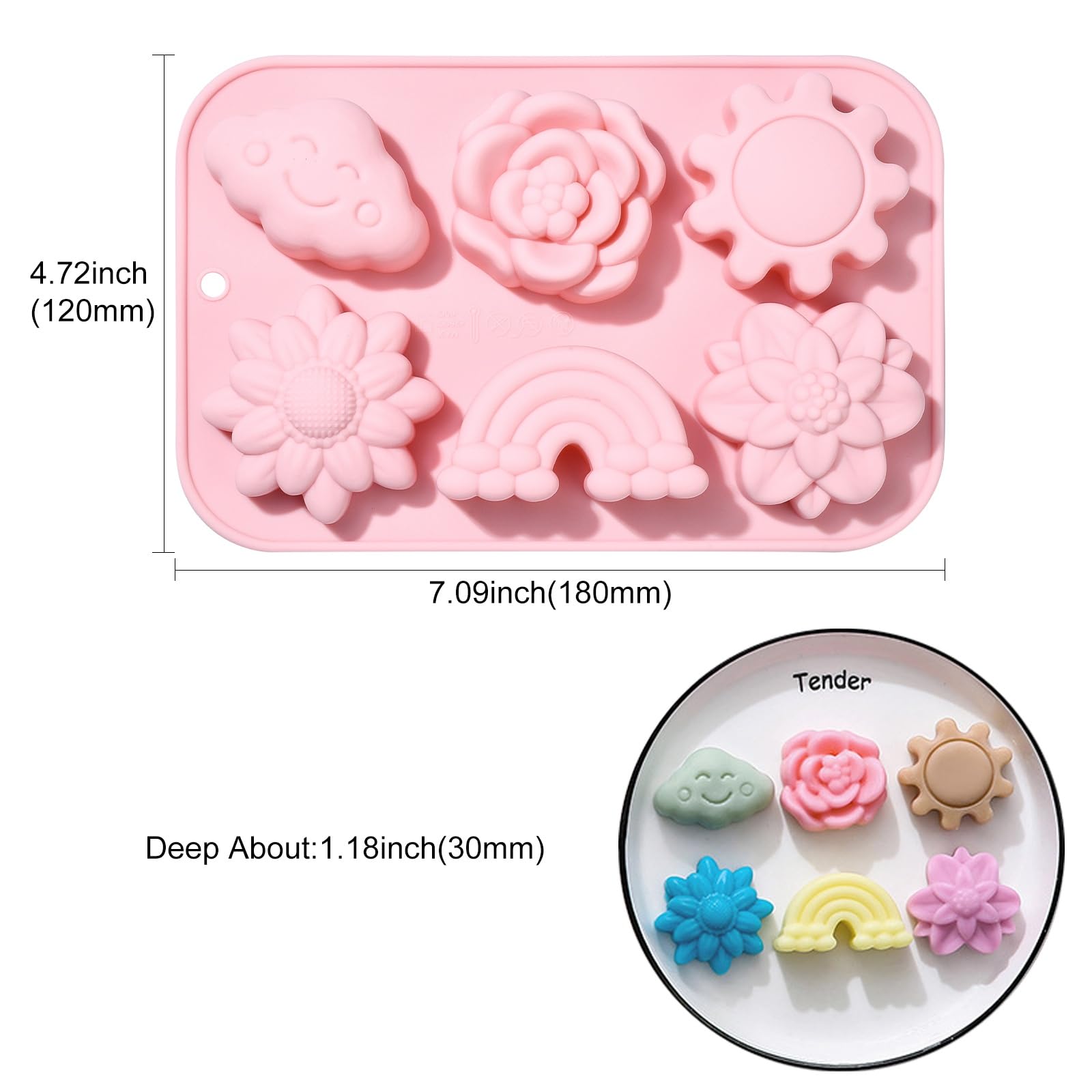 UR URLIFEHALL 2 Pcs Silicone Moulds Rainbow Sun Flower Shaped Chocolate Moulds for Candy Homemade Fondant Cake Cookie Reusable Baking Moulds - Image 2