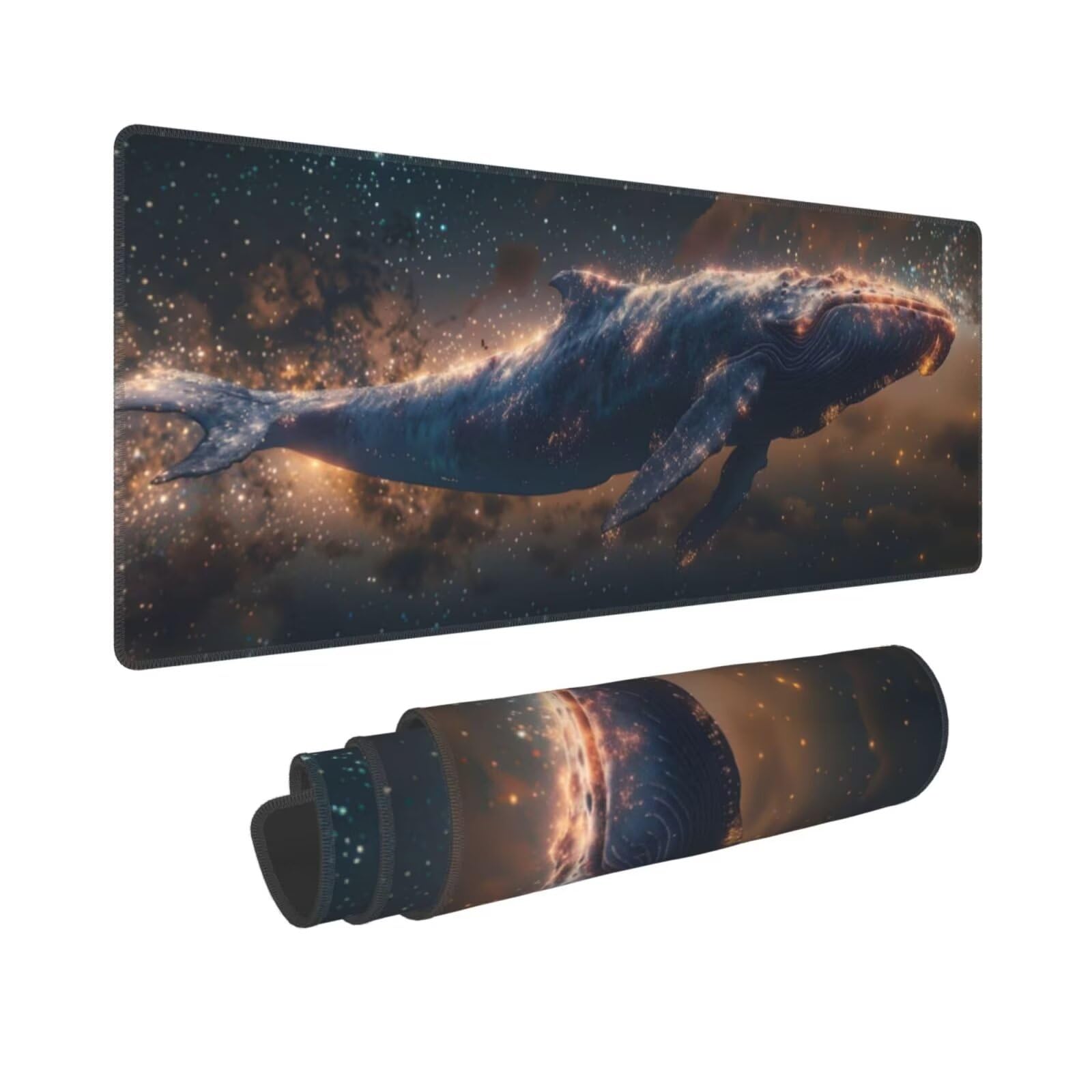 Tappetino Mouse, Tappetino Mouse Gaming Grande XXL 1500x800x3mm Tappetino Scrivania Mouse Pad, Base in Gomma Antiscivolo, Bordi Cuciti,Lavabile, Mousepad per Ufficio e Gaming (Balena stellata) R-680