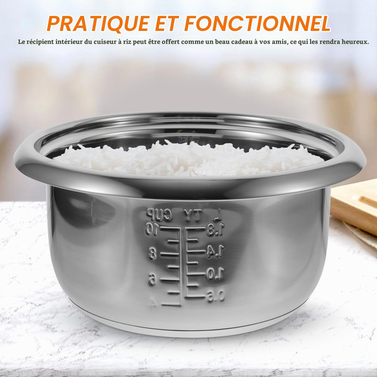 UPKOCH Cuiseur À Riz En Acier Inoxydable 304 Cuve Inox Cuiseur Riz 4 L Pot Intérieur De Rechange Pour Accessoires Chauffage Uniforme 26.80 X 26.80 X 12.50 Cm