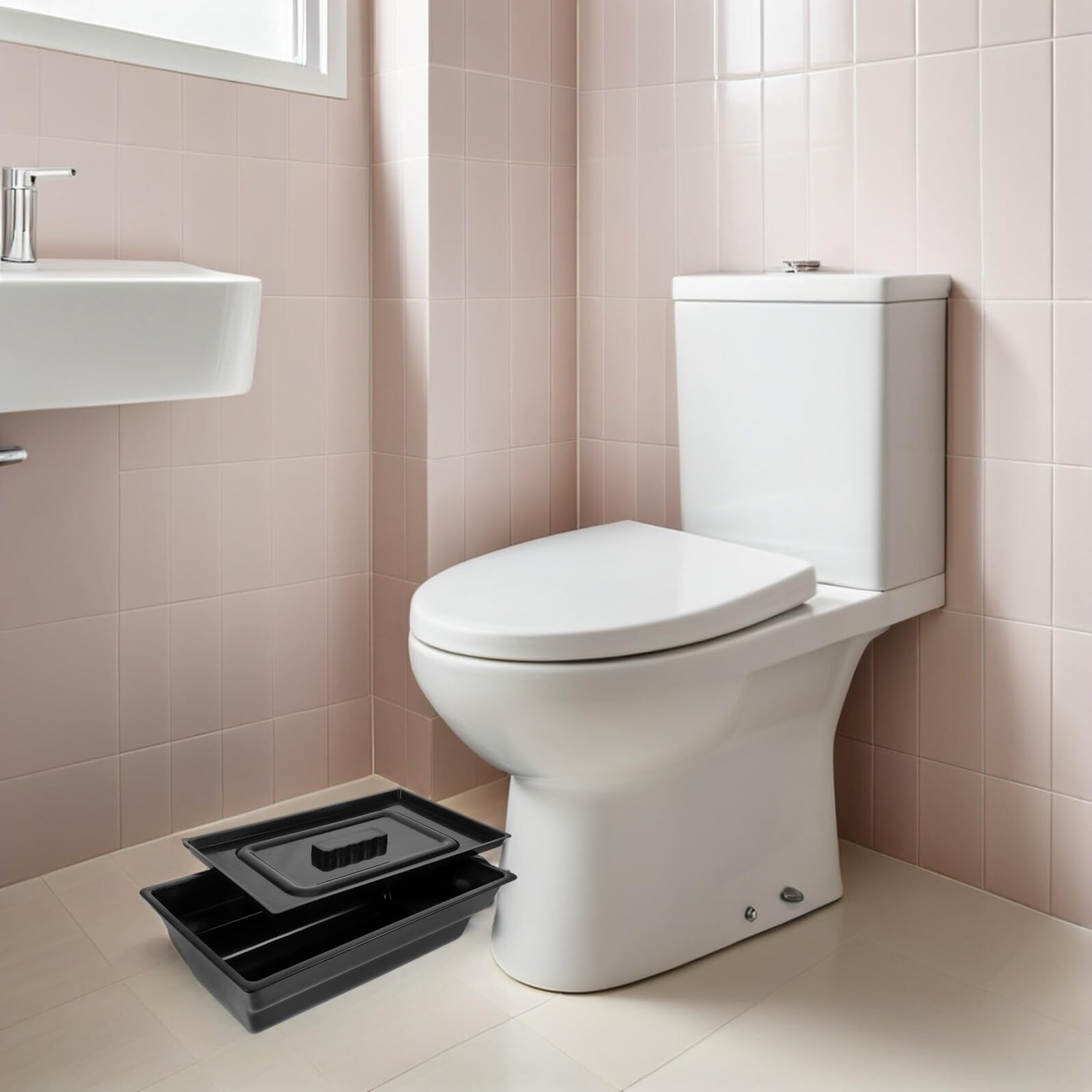 Silla Baño Portátil para Mayores con Orinal Plástico Fácil Limpieza Cómoda y Segura Compatible con Sillas Ducha-wc y Transferencias para Cuidado Casa y Hospital