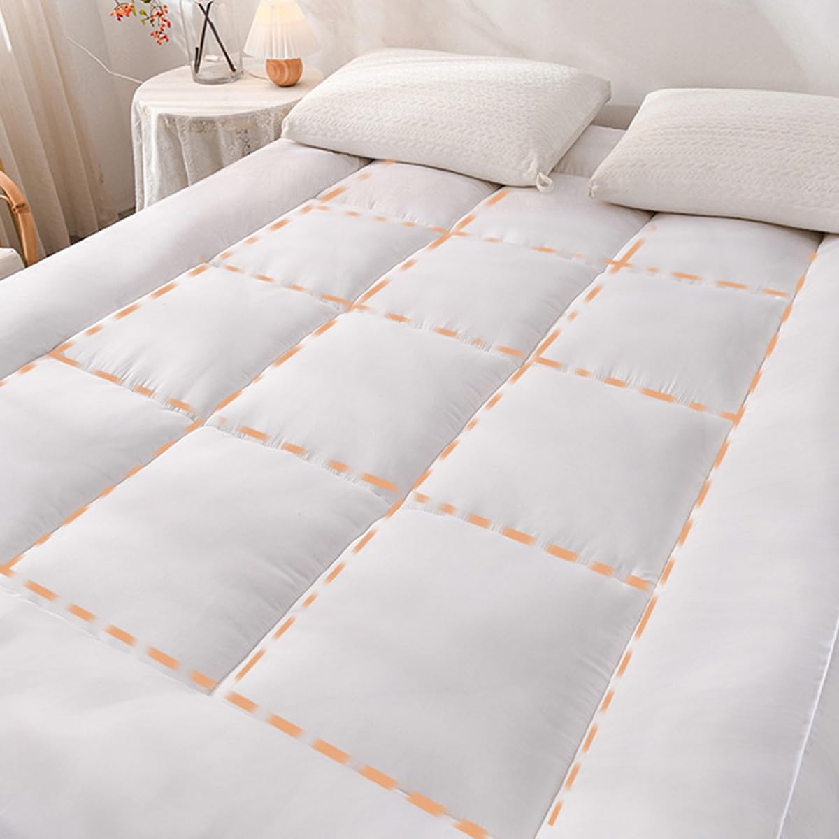 Cubrecolchón extra grueso tamaño King de 180 x 200 cm, fibra de soja natural, transpirable, color verde suave, máxima comodidad para una experiencia de sueño reparadora