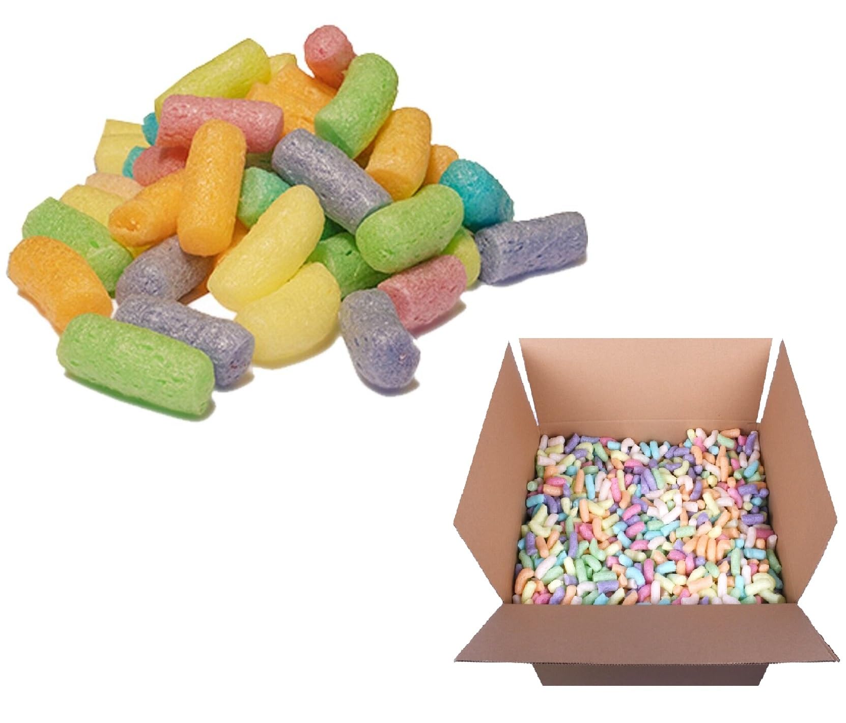 Biodegradable MULTI COLOURED Loose Fill PACKING PEANUTS Protective Void Filler Postal Mailing Packing Reusable Cushioning Filling (2.5 Cubic Foot Box)