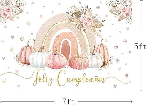 Miniatura 3 de MEHOFOND Pancarta de fondo bohemio de 7 x 5 pies con texto en inglés Happy Birthday para decoración de fiesta de cumpleaños, Día de Acción de