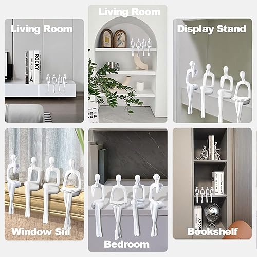 Miniatura 6 de Estatua de pensador de decoración de acento blanco, estatuas para decoración del hogar, abstracto, sentado, pensador, escritorio, escultura,