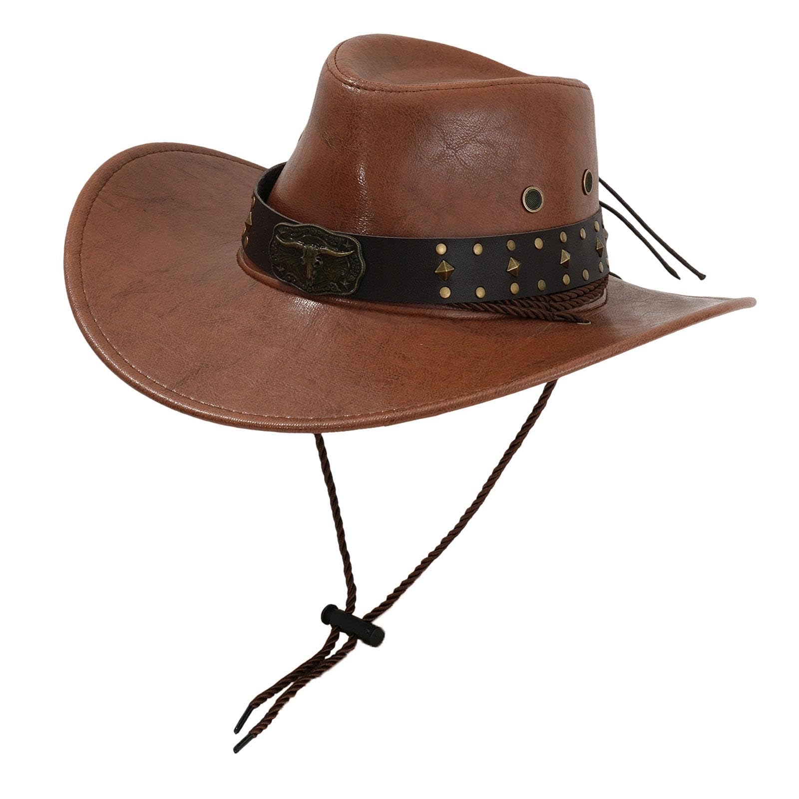 MERISHOPP®Cowboy Hat Women Trendy Comfortable Sun Hat for Camping Travel Costume Props Dark Khaki|Clothing, Shoes & Accessories|Mens Accessories|Hats-image-44
