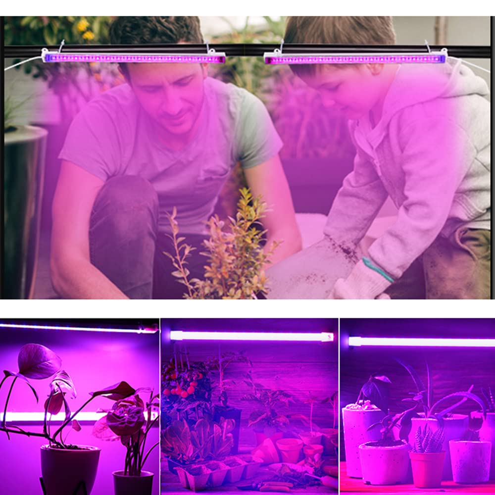 Barra de luz de cultivo para plantas de interior, 2 paquetes de luz LED de espectro completo actualizada con temporizador de encendido y apagado automático, 96 LED/4 niveles regulables, lámpara de