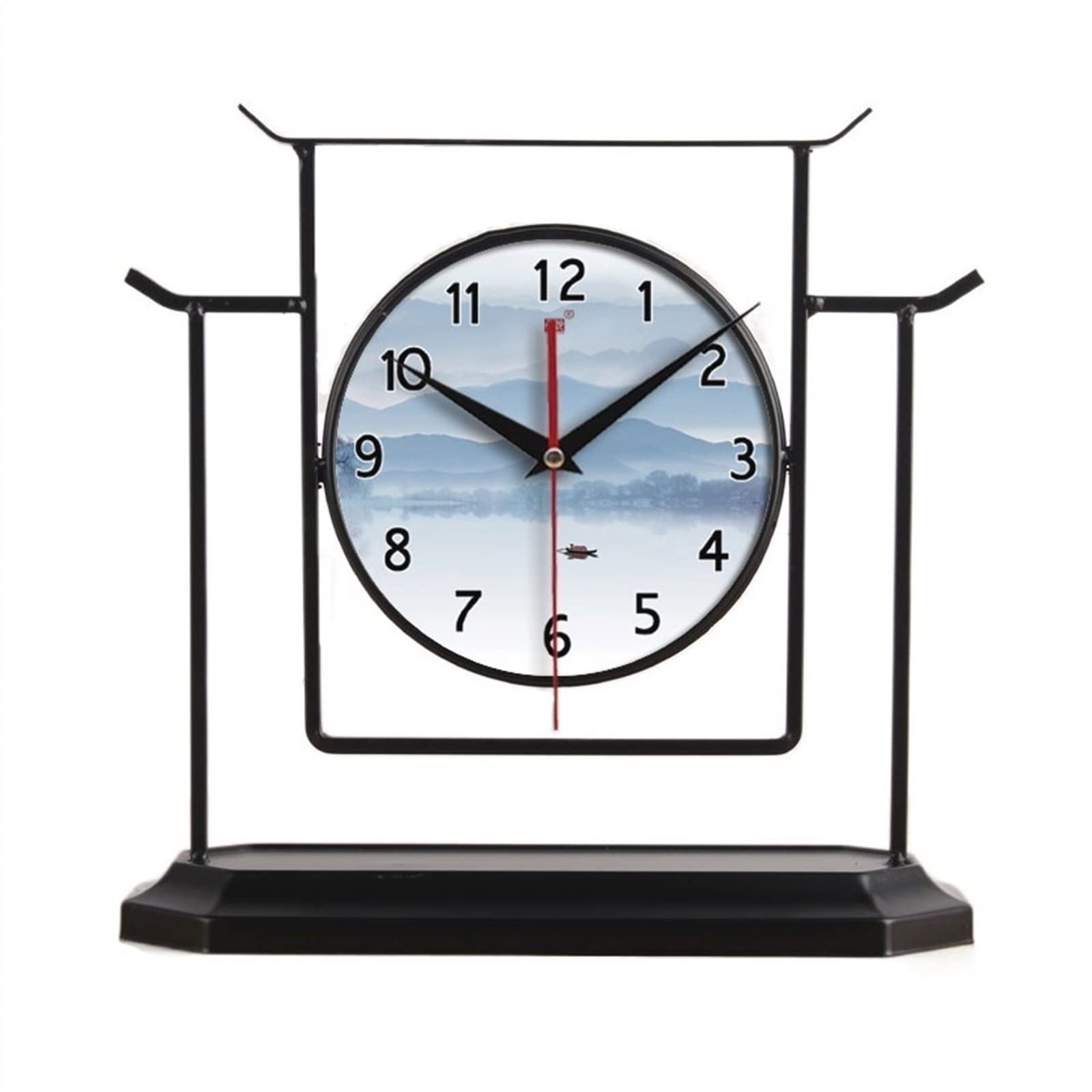 E7v2T9k6 Countertop Vintage Simple Iron Clock Living Room Office Ceramic Decoration Silent Desk Mantlepiece Clock(D)