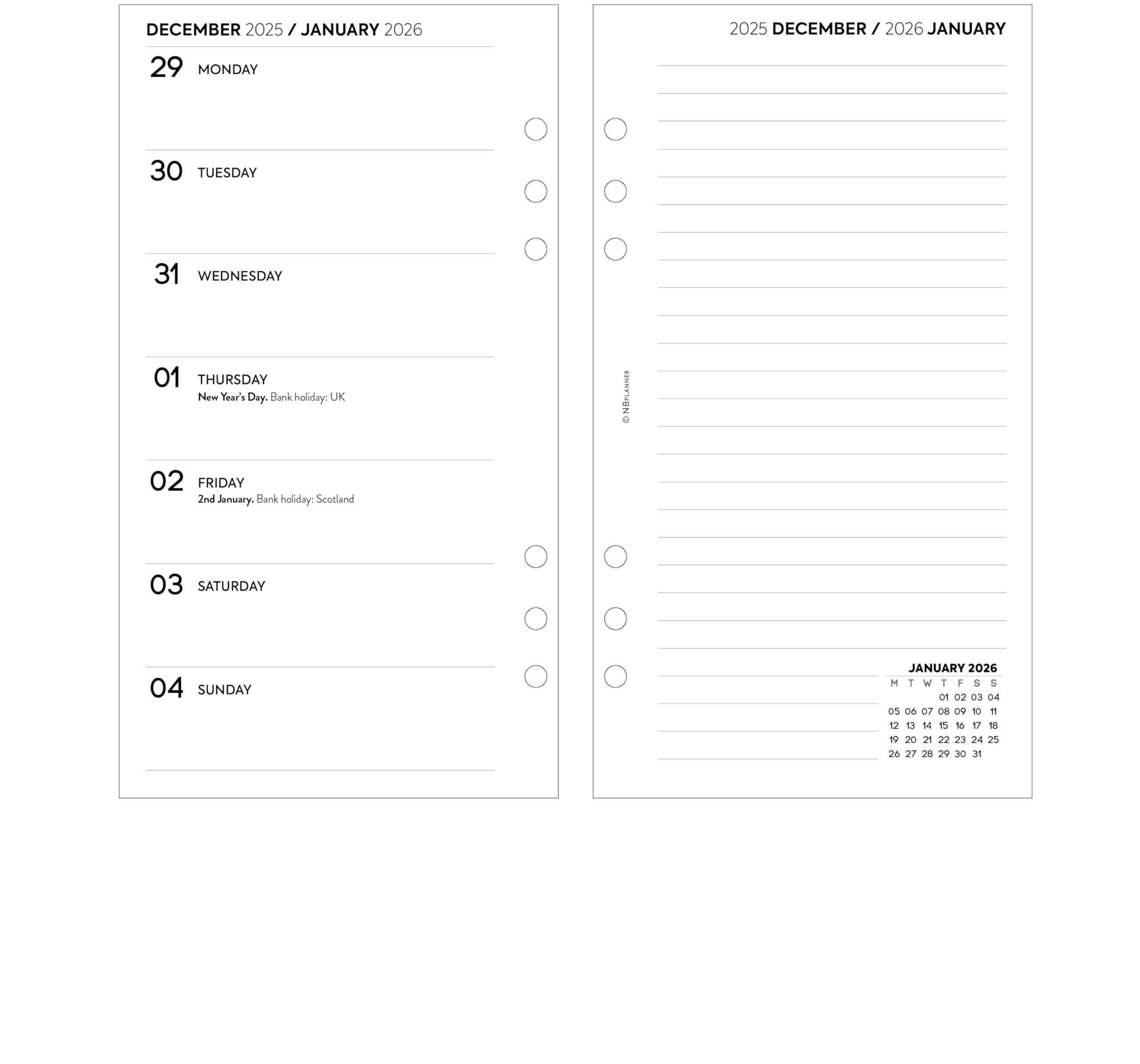 Filofax Calendar Diary Refill, Personal/Compact Size, Week