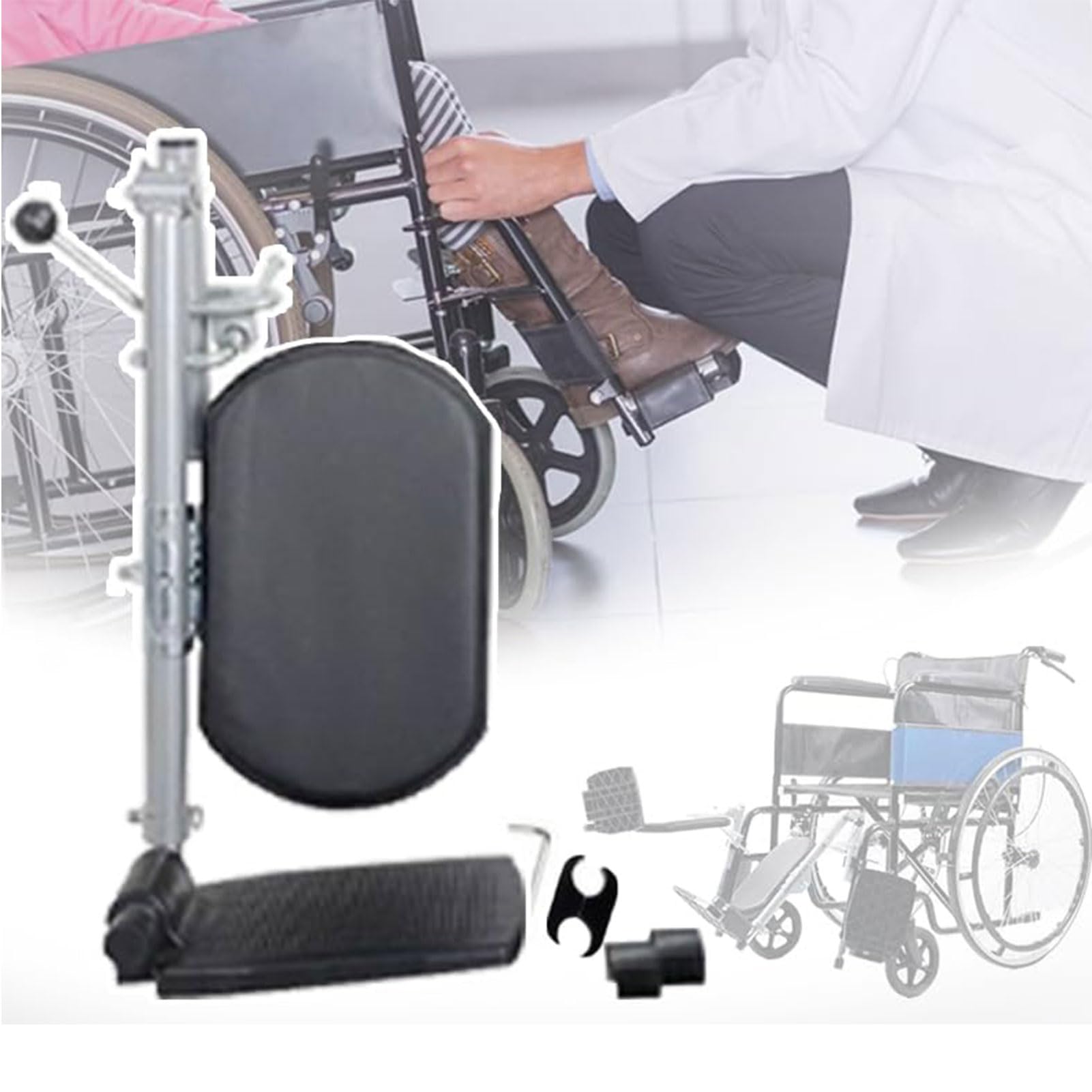 OZTYSGXM Universal Wheelchair Leg Rest with Padded Footrest, Adjustable Angle 90°-180° Wheelchair Leg Rest Elevators, Easy Cleaning Fits Most Standard wheelchairs, Left
