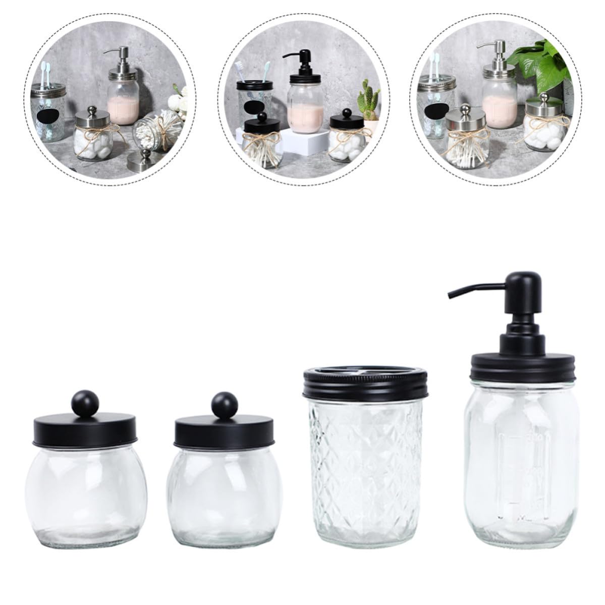 Kit de Vaso Portacepillos de Dientes de Vidrio Negro, para Baño