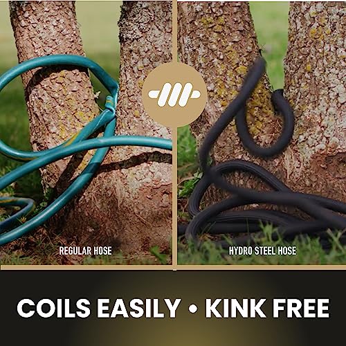 Hydrosteel Pro 50 Ft Garden Hose, 304 Stainless Steel Metal Water Hose 50Ft, Heavy Duty, Ultra Durable Flexible Lightweight Crush Resistant Fittings Kink & Tangle Free, 500 Psi As Seen On Tv #TOP2