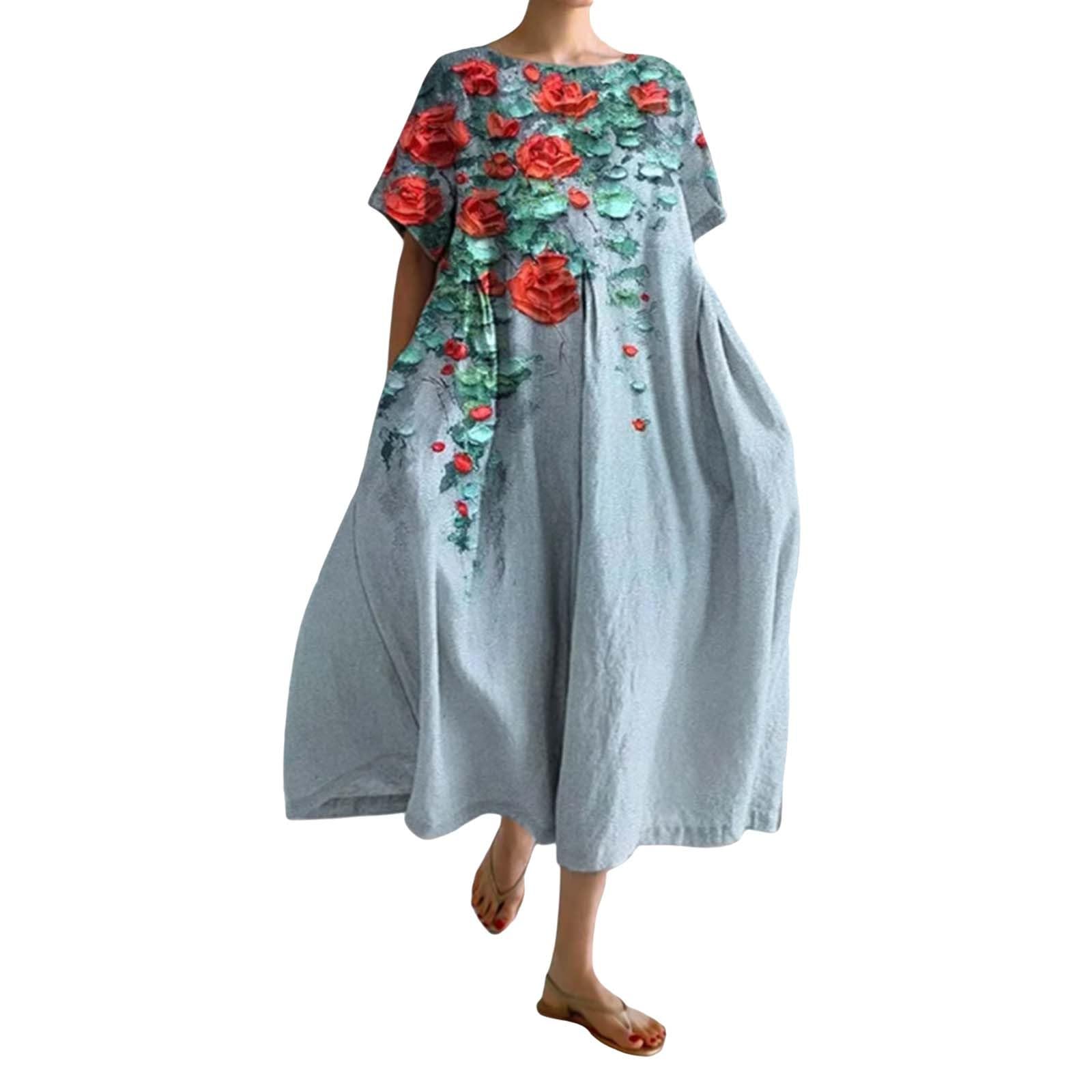 Vestito estivo da donna, taglie grandi, alla moda, con stampa alla moda, per il tempo libero, per le donne, girocollo, per il tempo libero, per il tempo libero