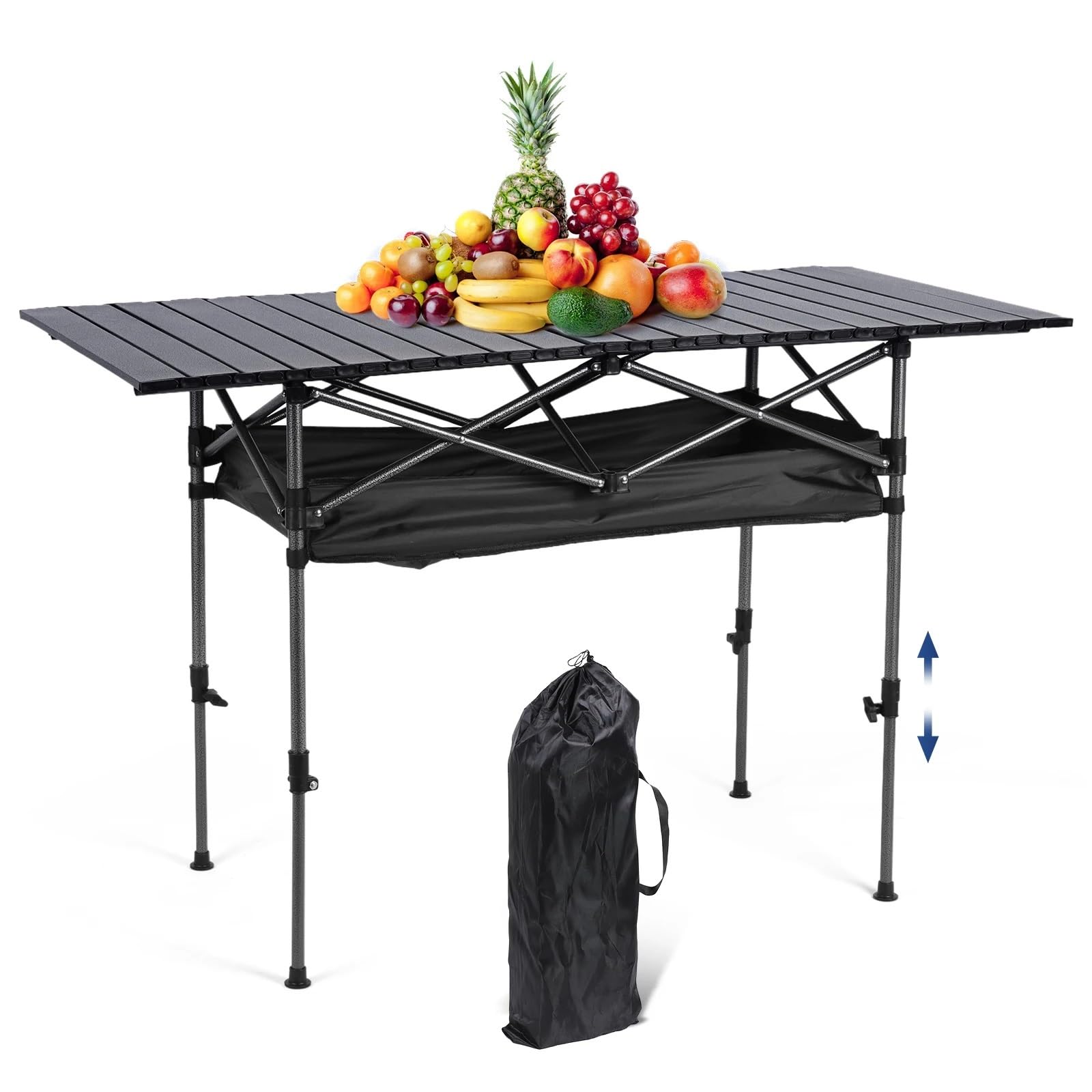 Tavolo Pieghevole Tavolo elevatore da campeggio con borsa trasporto picnic in alluminio rettangolare arrotolabile di grande capacità for la pesca sportiva