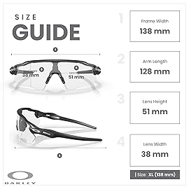OAKLEY Radar EV Path OO9208 920813 38MM Steel/Clear to Black Iridium Photochromic Shield Sunglasses For Men+ Bundle Accessory Leash Kit, Microfiber Pouch