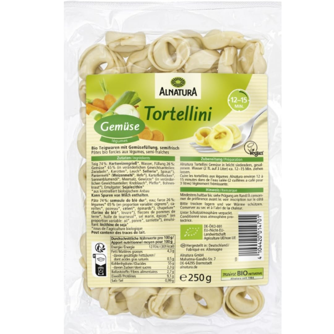 Mit Pufai Grocery, Tortellini Gemüse Pasta Nudeln 250 Gramm x 8 Packungen + Birkel's No.1 Bandnudeln breit Pasta Nudeln 500 gramm x 4 Stück